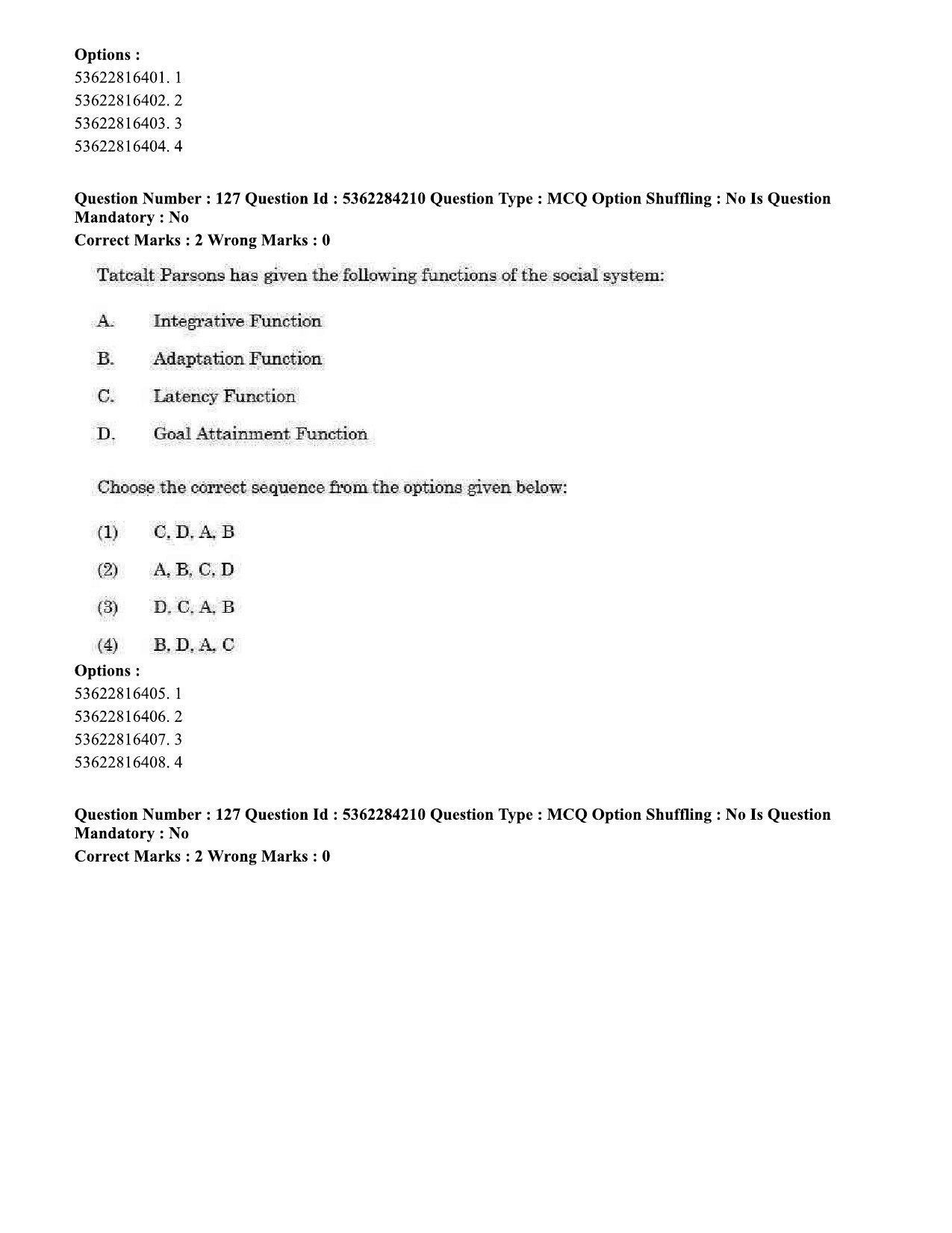 UGC NET Sociology Question Paper September 2020 127