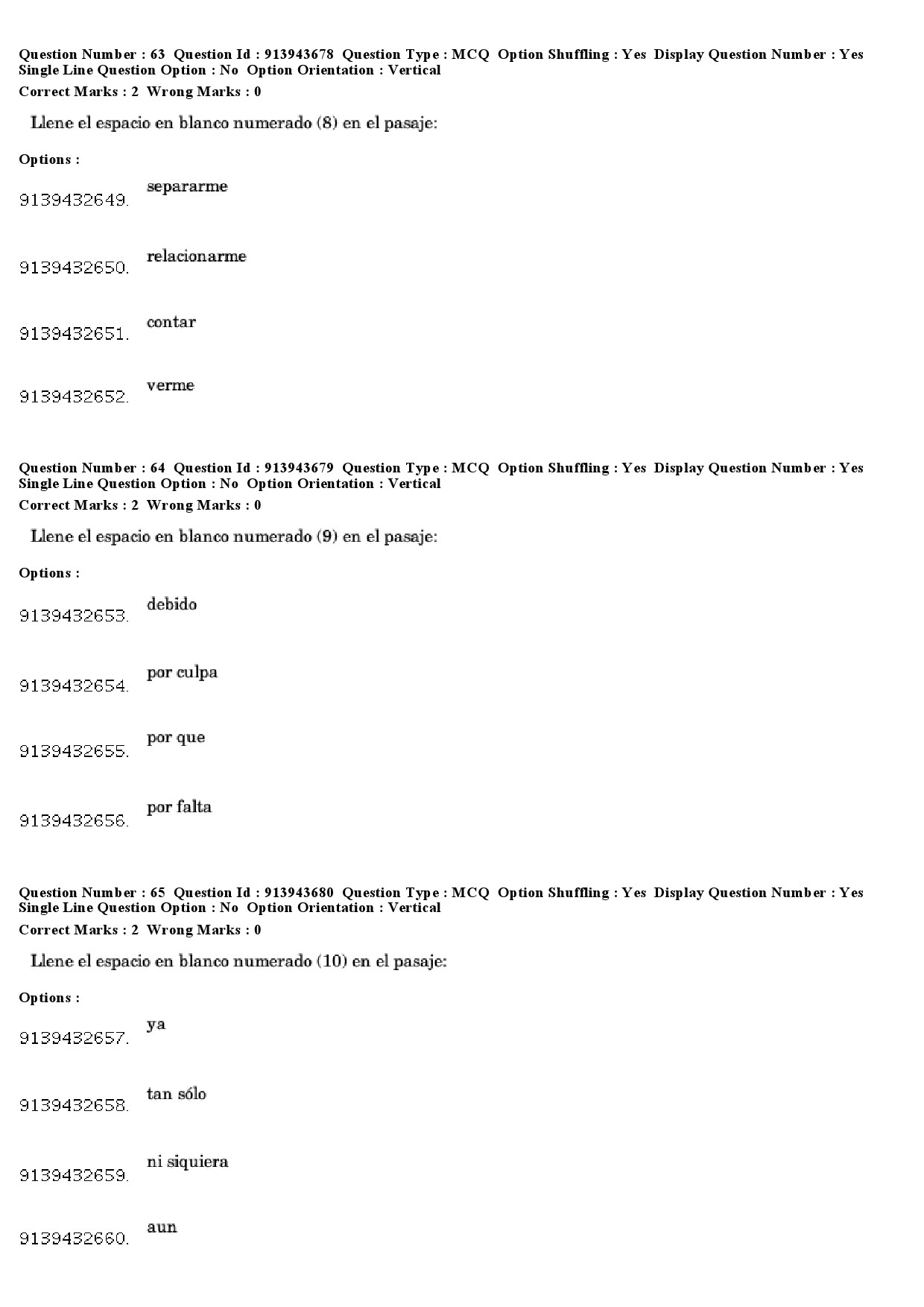 UGC NET Spanish Question Paper December 2018 58