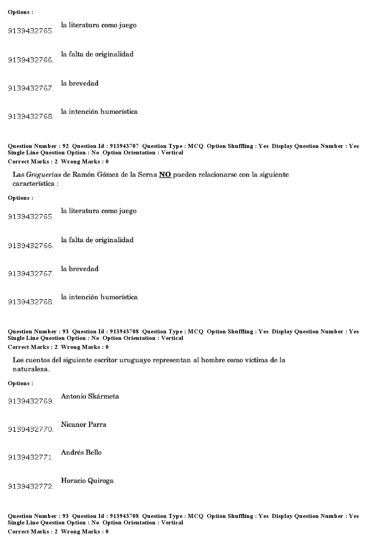 UGC NET Spanish Question Paper December 2018 78