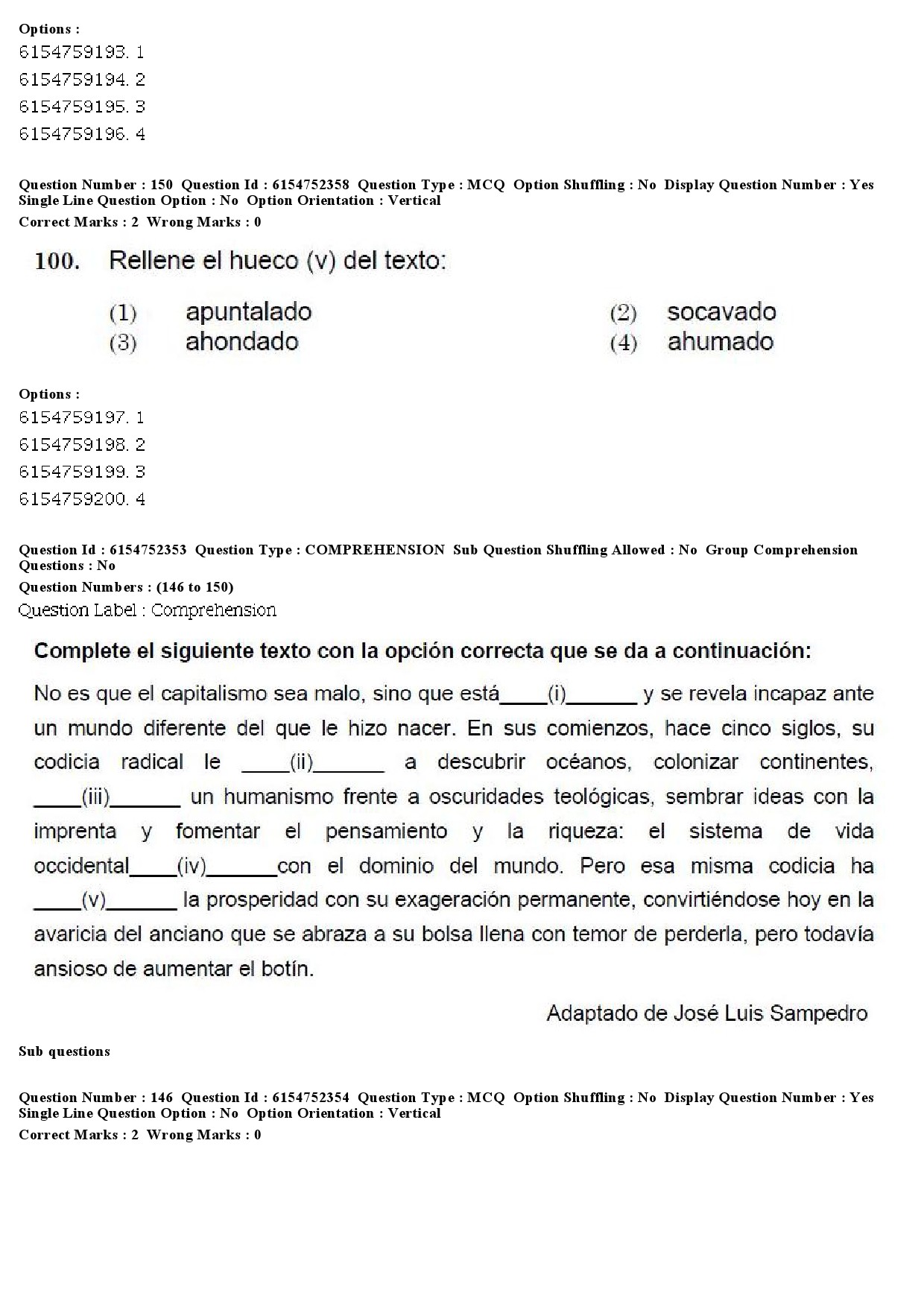 UGC NET Spanish Question Paper December 2019 126