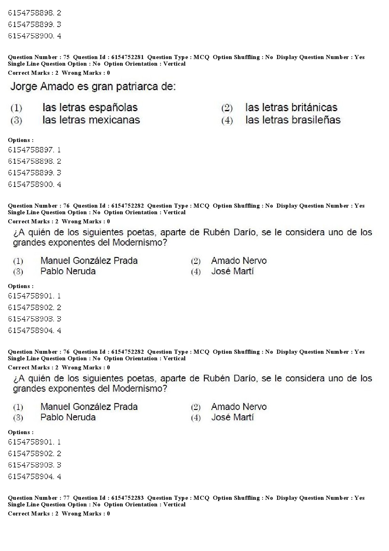 UGC NET Spanish Question Paper December 2019 58