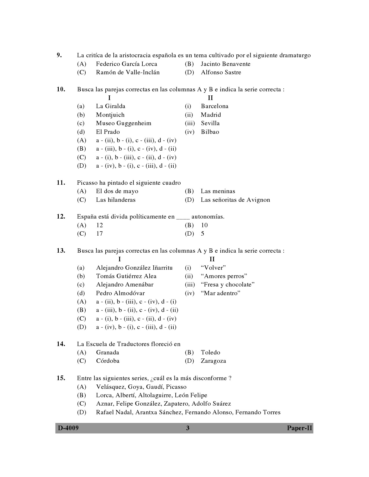 UGC NET Spanish Question Paper II December 2009 3