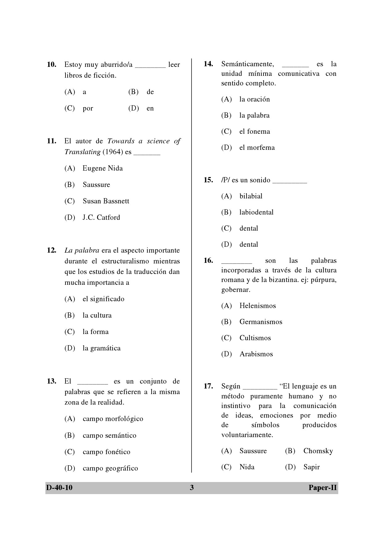 UGC NET Spanish Question Paper II December 2010 3