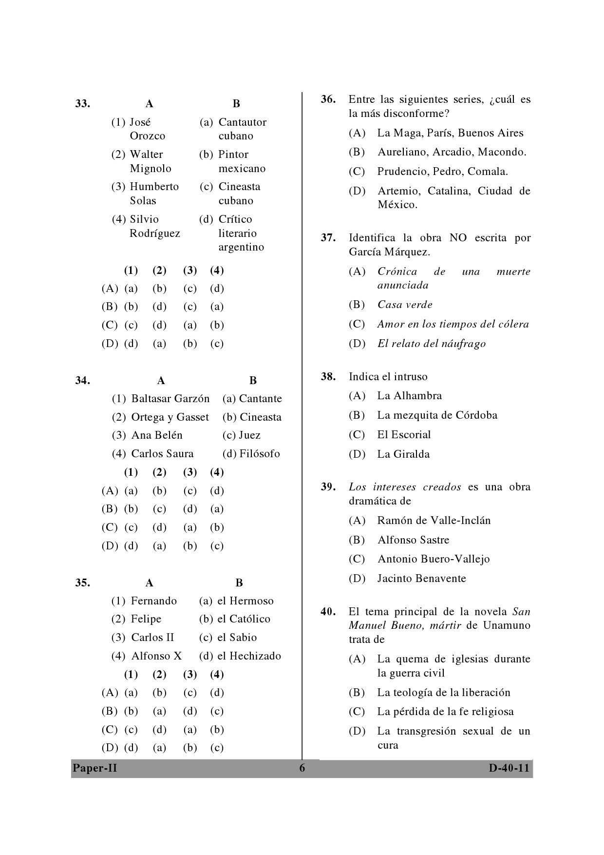 UGC NET Spanish Question Paper II December 2011 6