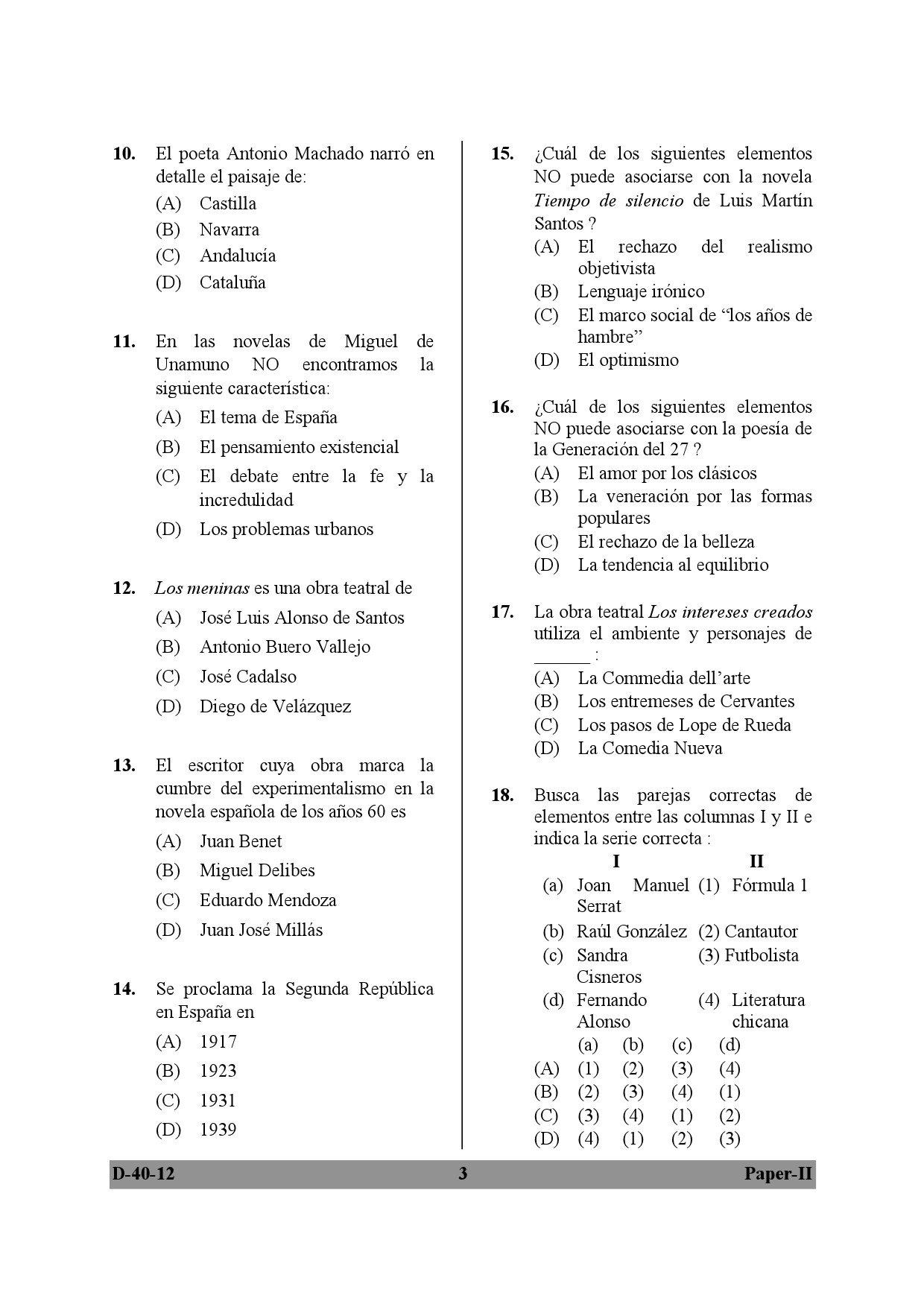 UGC NET Spanish Question Paper II December 2012 3