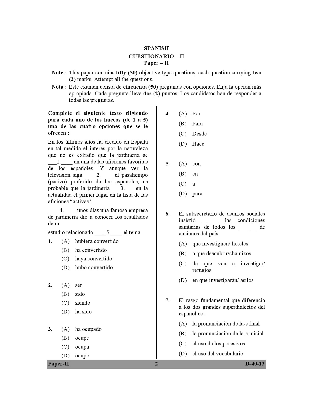 UGC NET Spanish Question Paper II December 2013 2