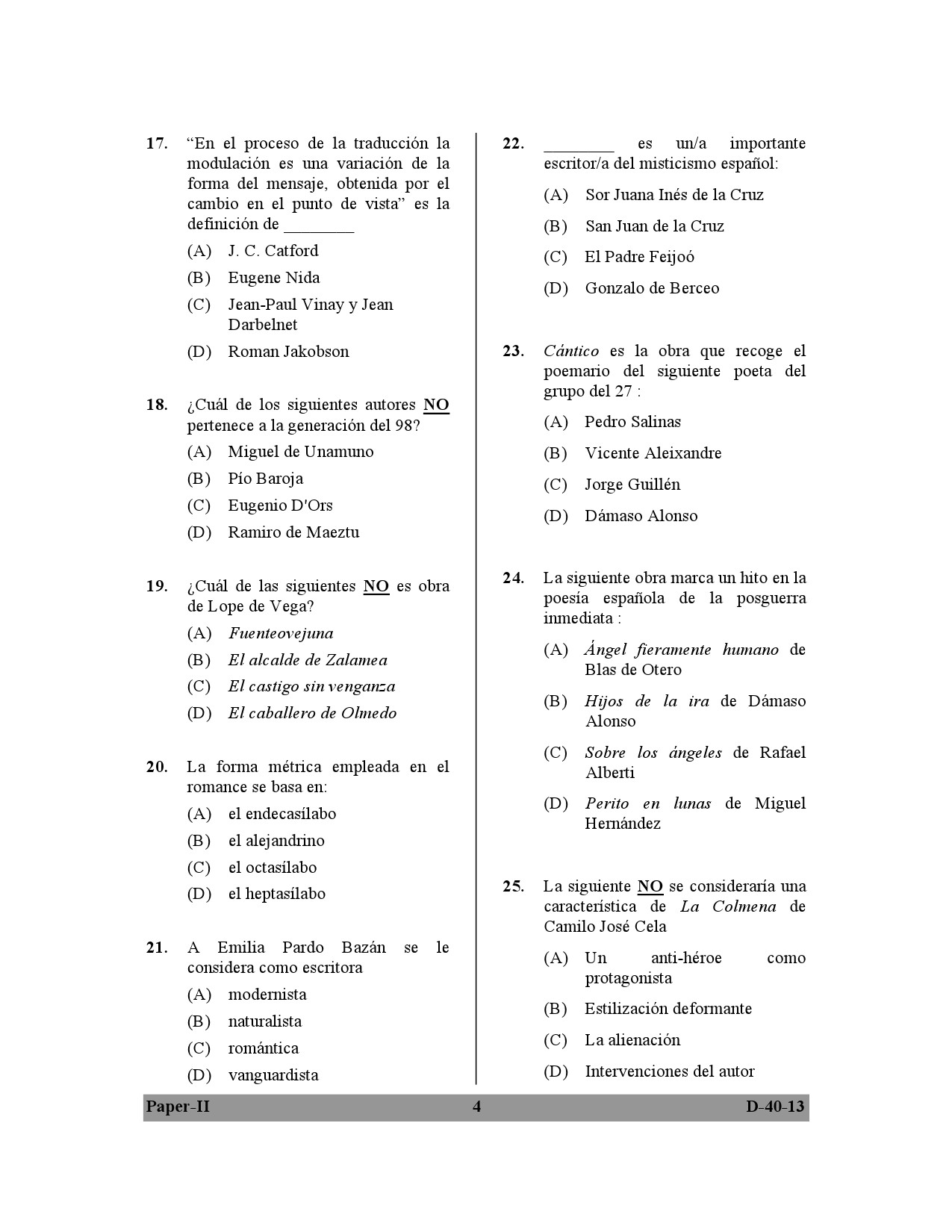 UGC NET Spanish Question Paper II December 2013 4