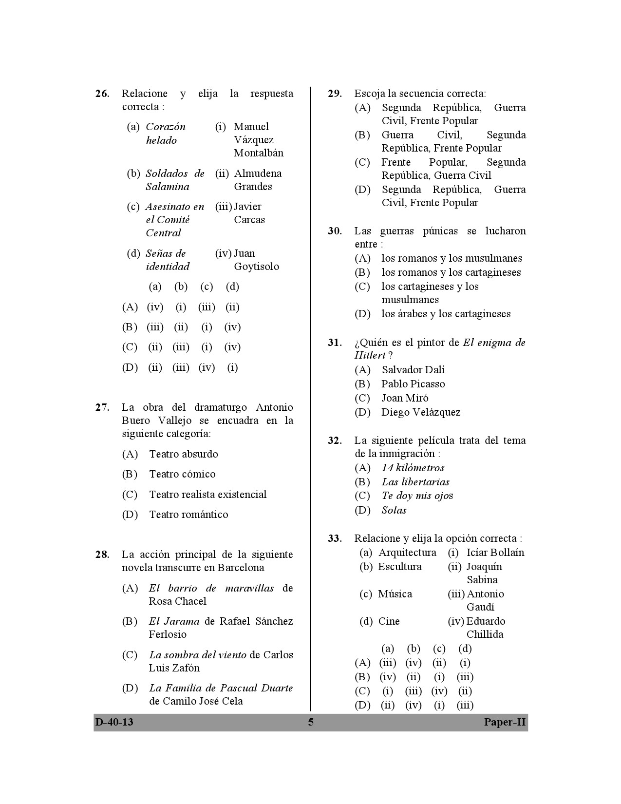 UGC NET Spanish Question Paper II December 2013 5