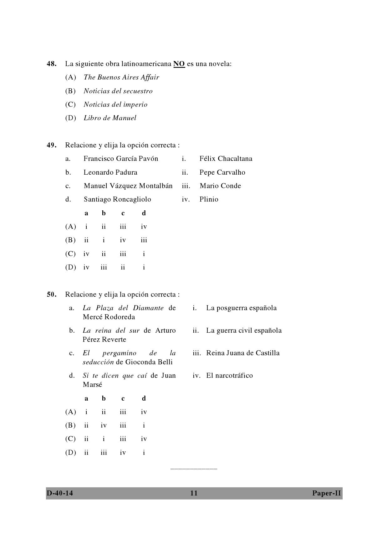 UGC NET Spanish Question Paper II December 2014 11