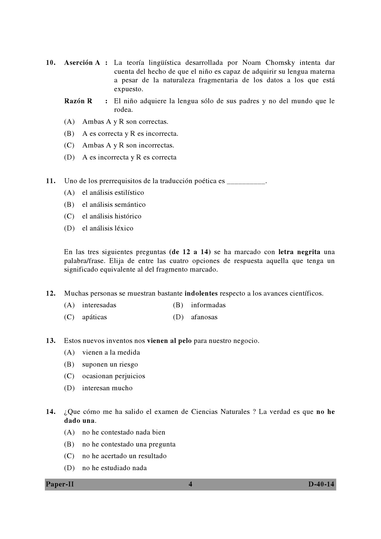 UGC NET Spanish Question Paper II December 2014 4