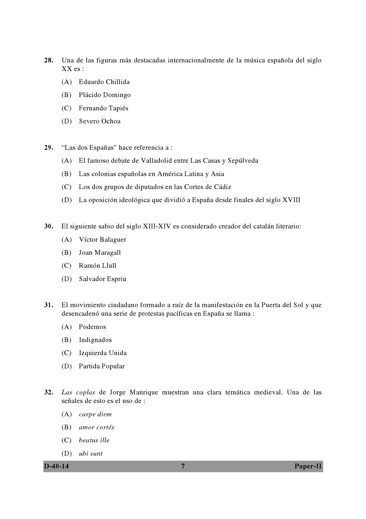 UGC NET Spanish Question Paper II December 2014 7