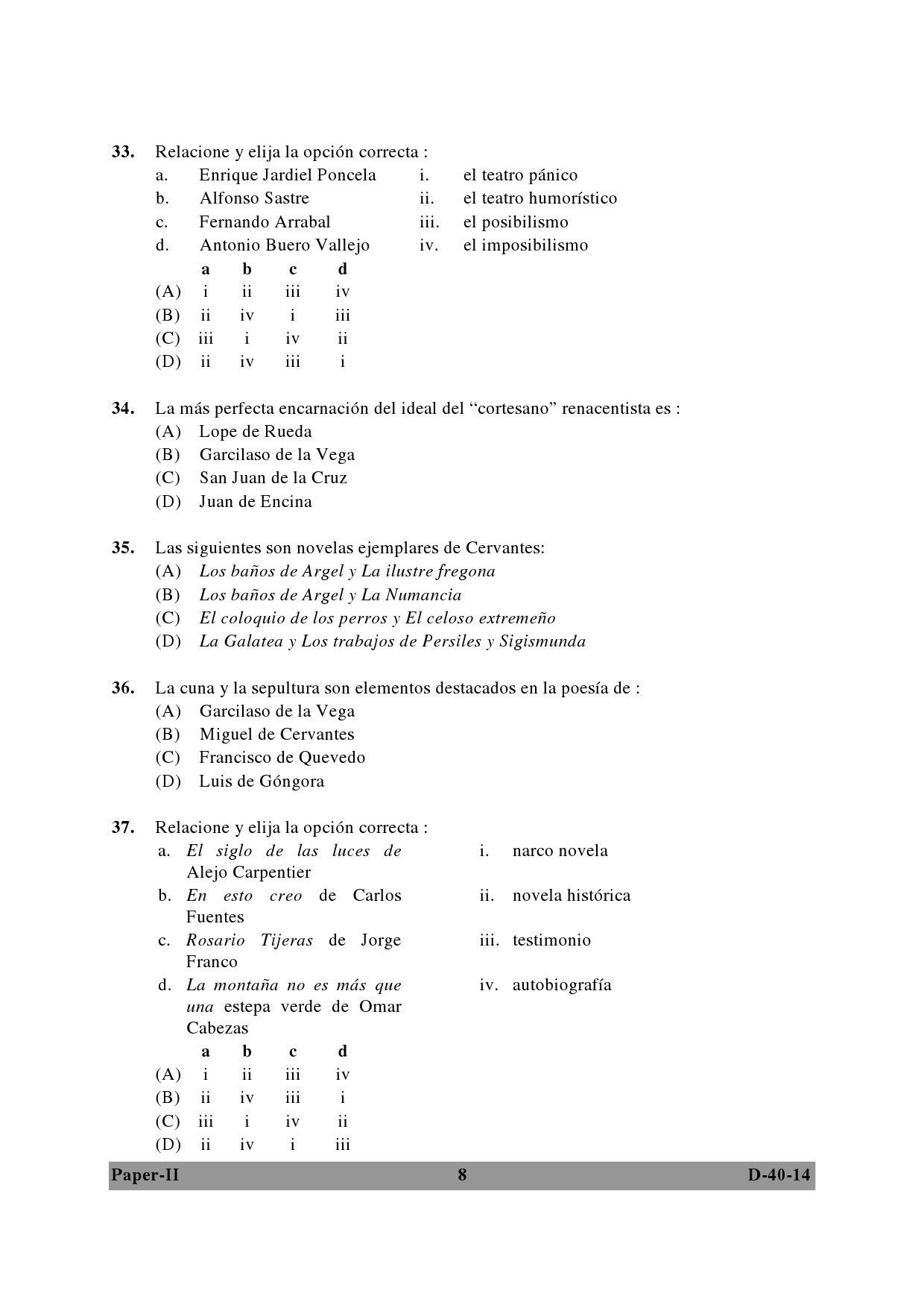 UGC NET Spanish Question Paper II December 2014 8