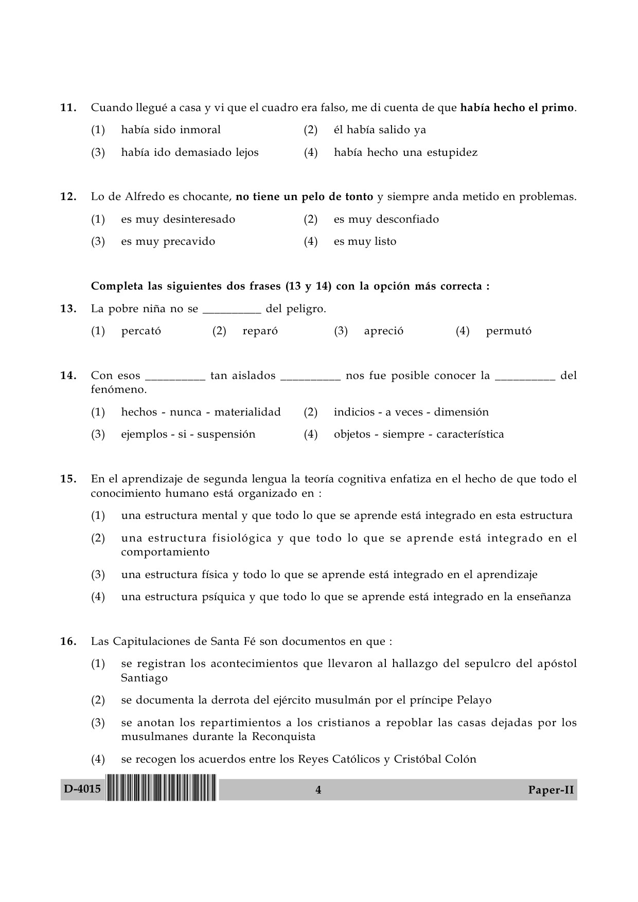 UGC NET Spanish Question Paper II December 2015 4