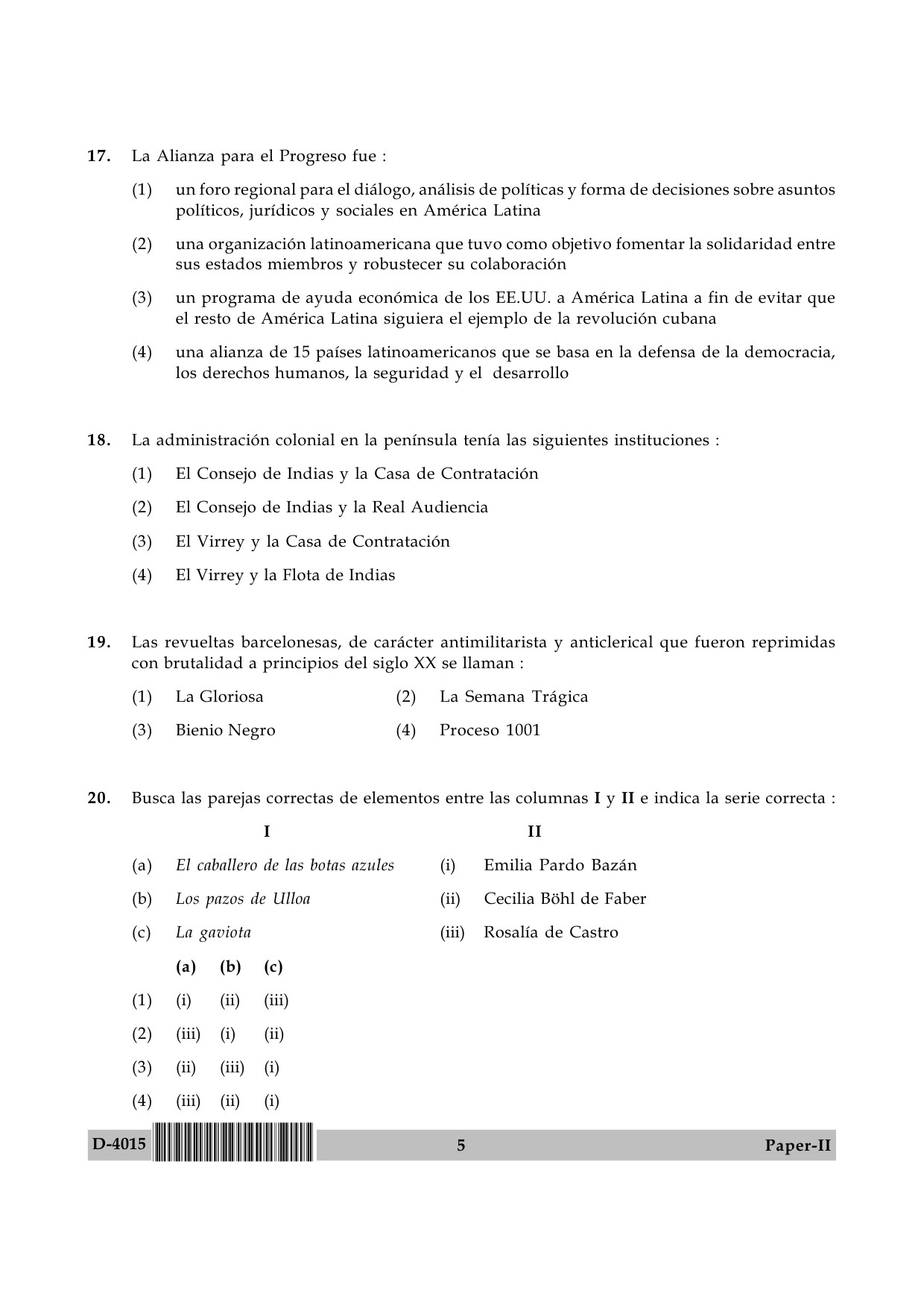 UGC NET Spanish Question Paper II December 2015 5