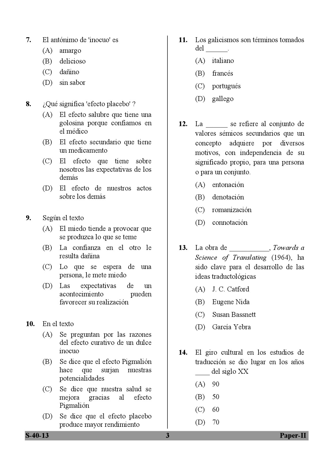 UGC NET Spanish Question Paper II Exam September 2013 3