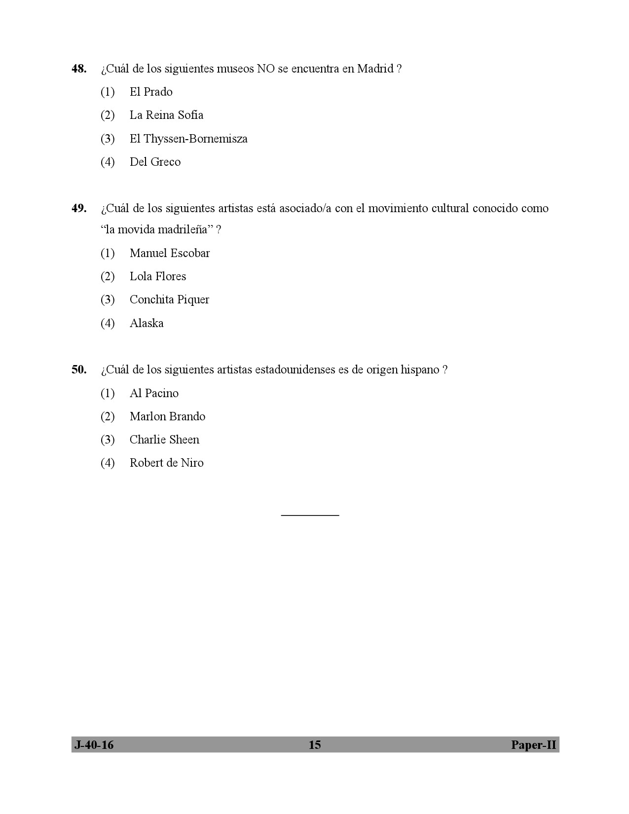 UGC NET Spanish Question Paper II July 2016 15