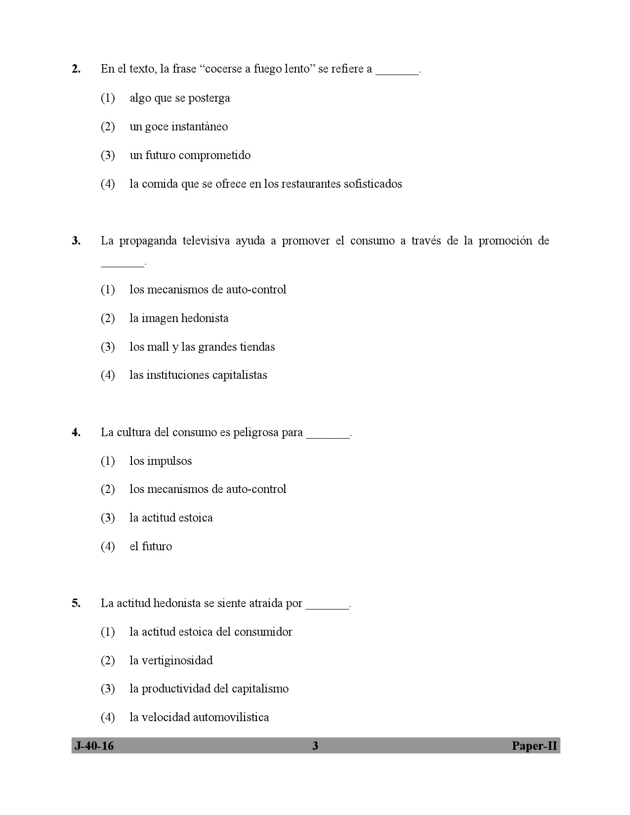 UGC NET Spanish Question Paper II July 2016 3