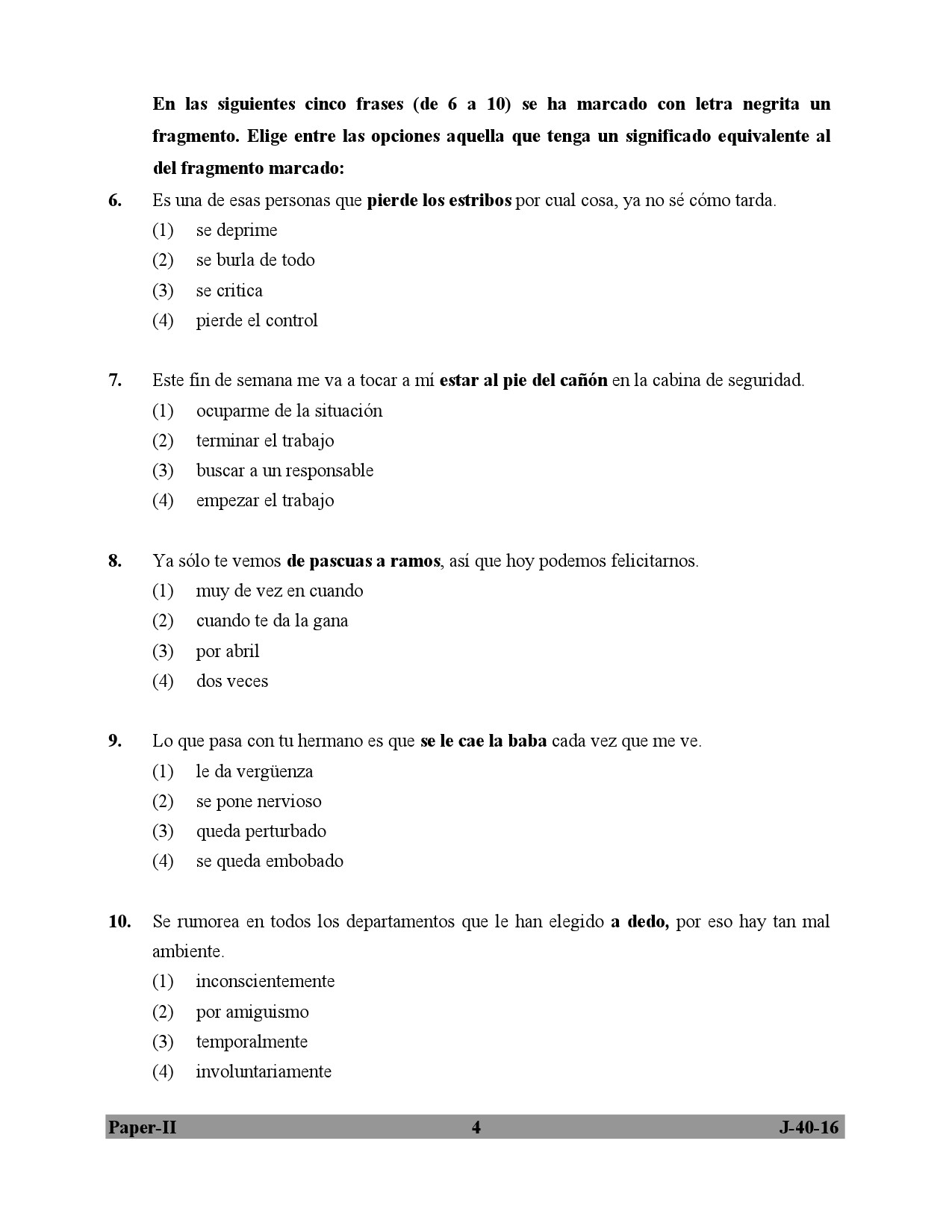 UGC NET Spanish Question Paper II July 2016 4