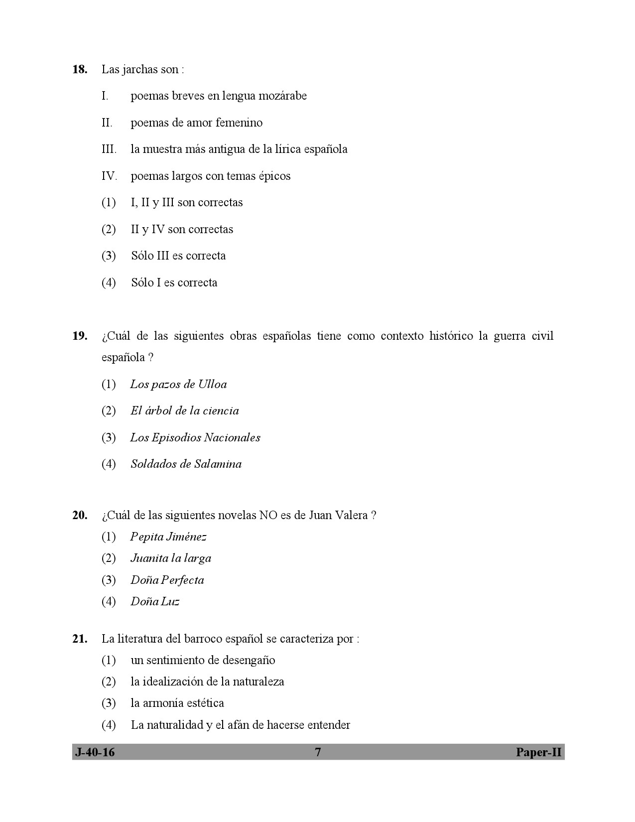 UGC NET Spanish Question Paper II July 2016 7