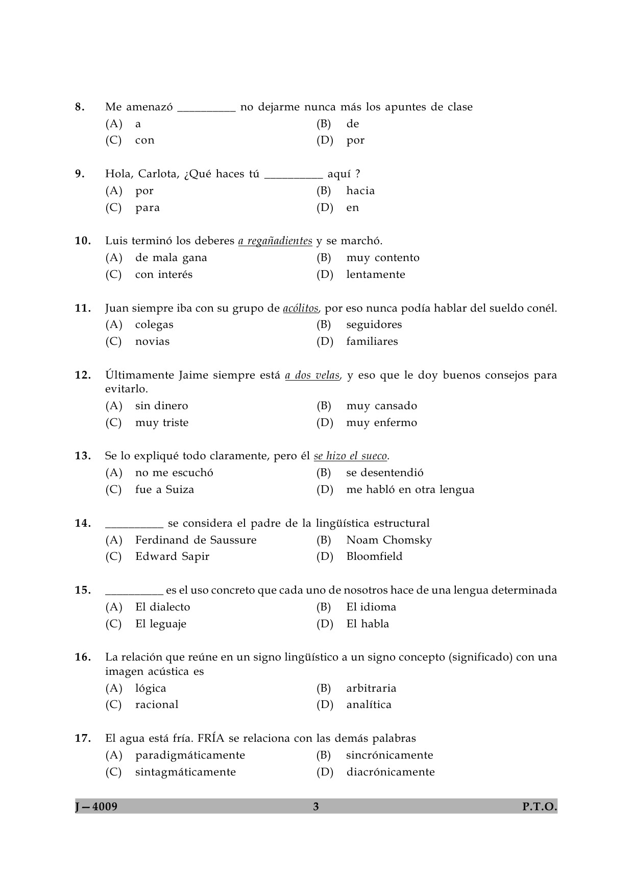 UGC NET Spanish Question Paper II June 2009 3