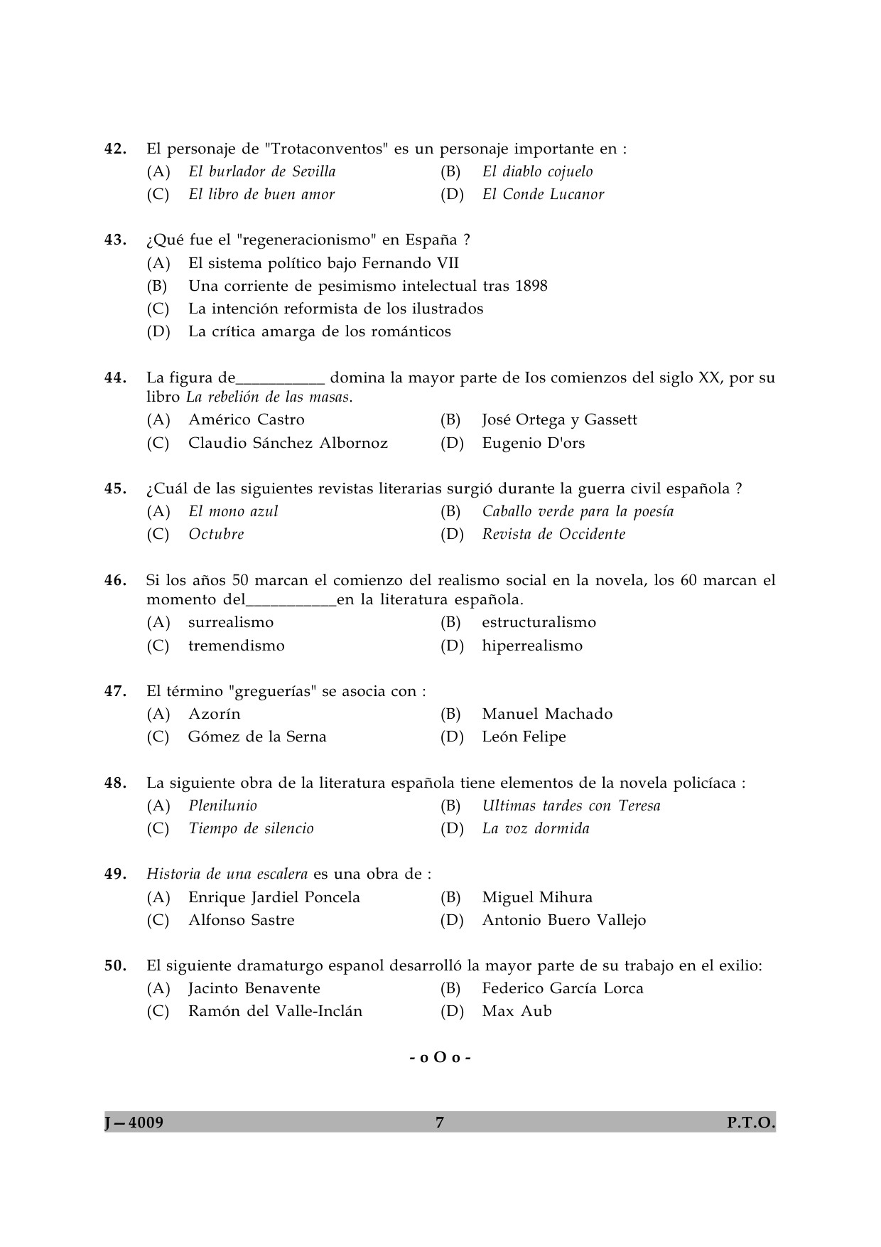 UGC NET Spanish Question Paper II June 2009 7