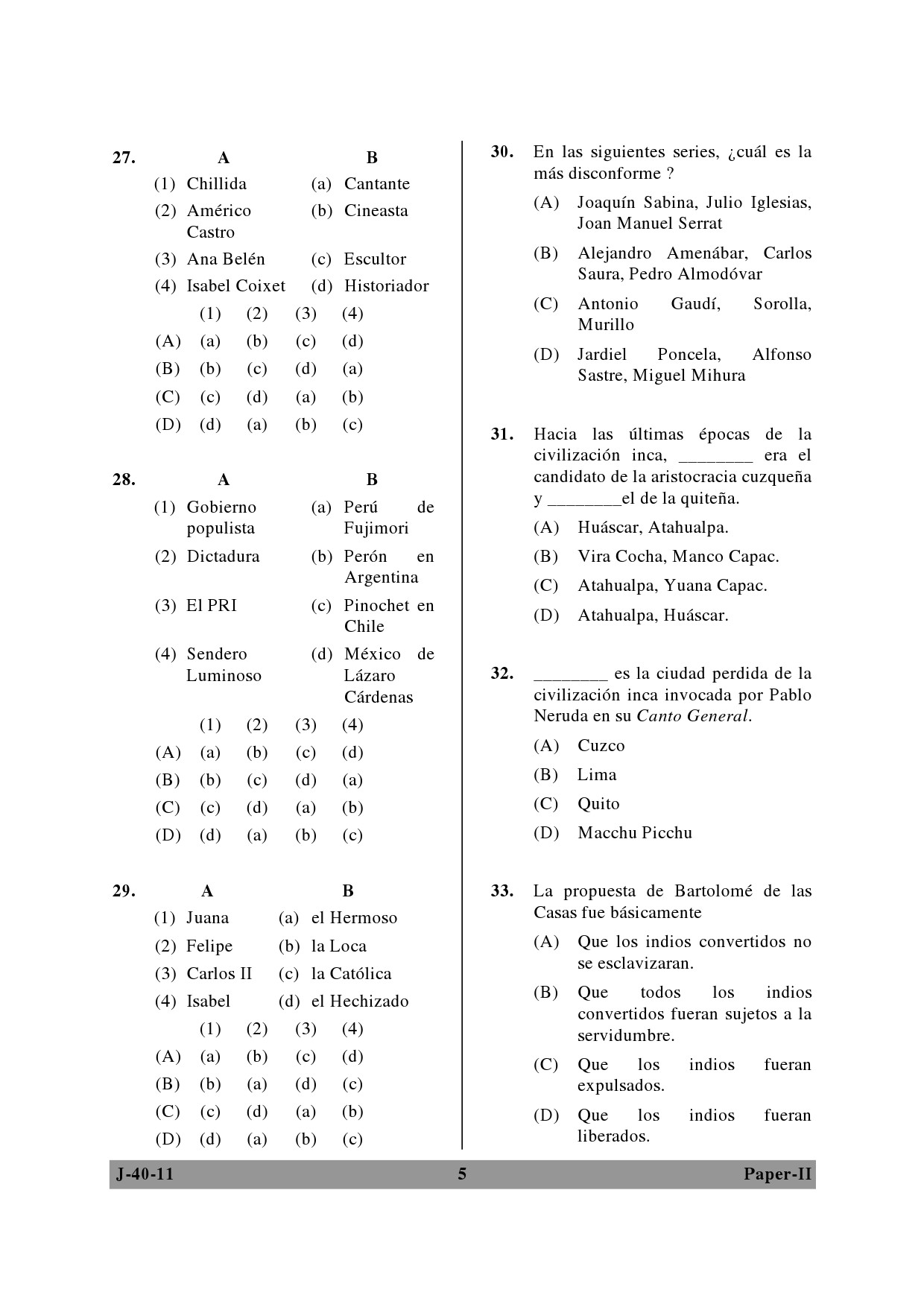 UGC NET Spanish Question Paper II June 2011 5