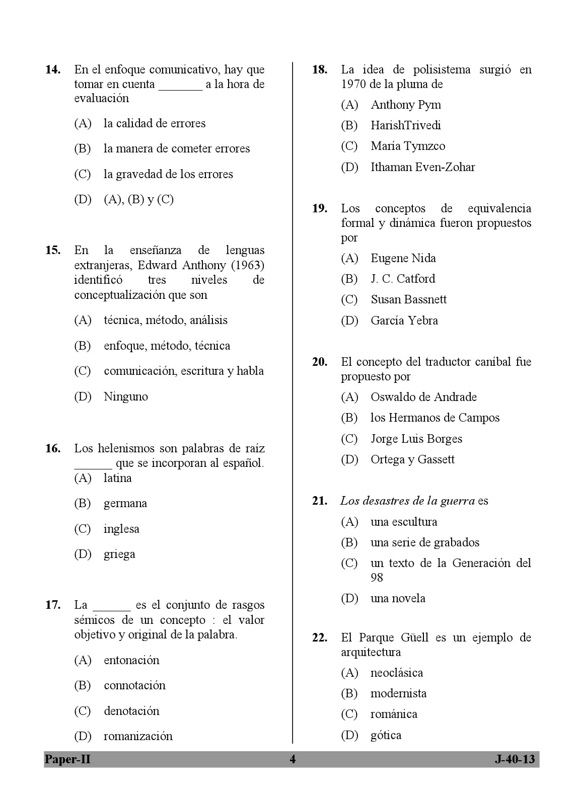 UGC NET Spanish Question Paper II June 2013 4