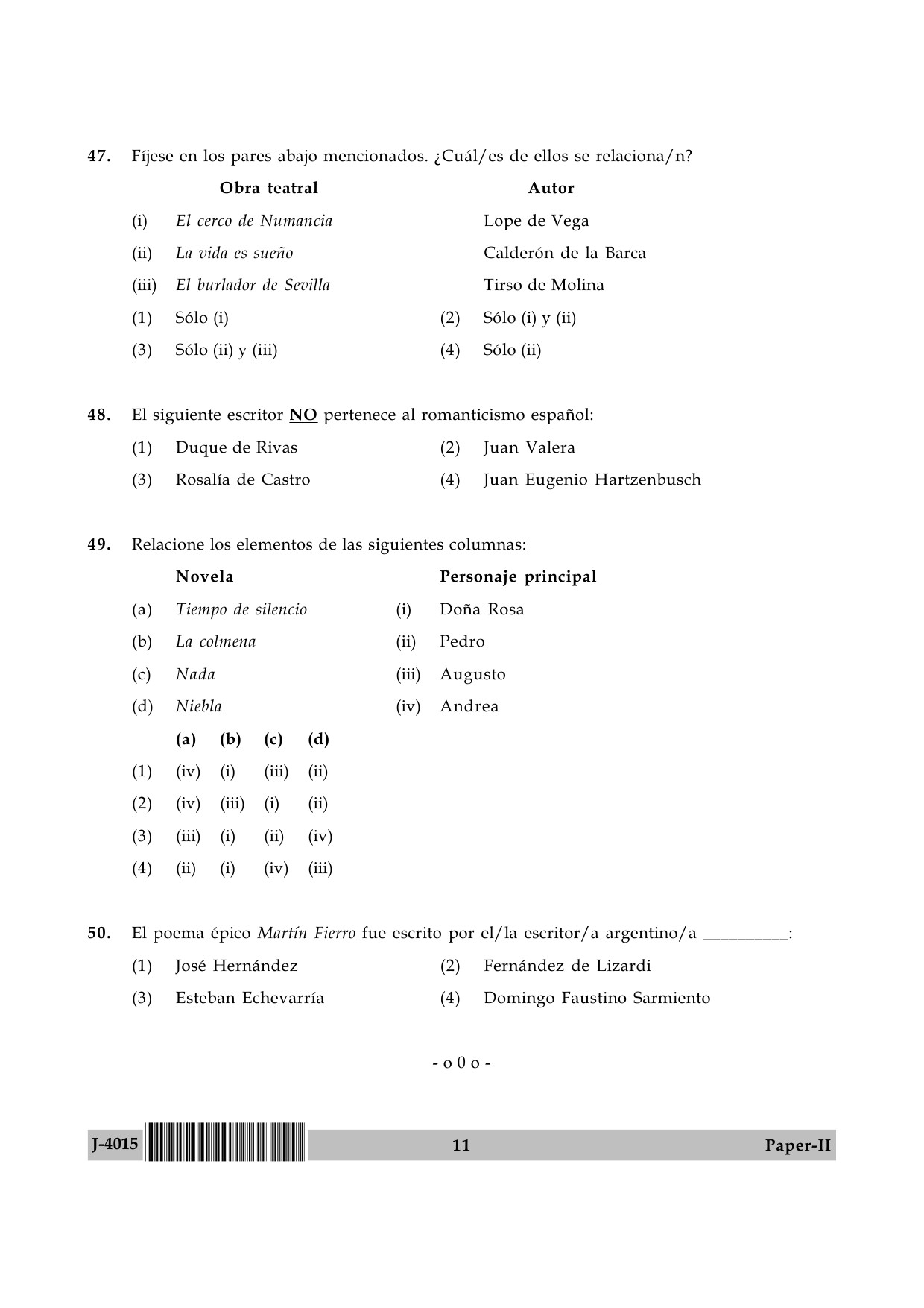 UGC NET Spanish Question Paper II June 2015 11