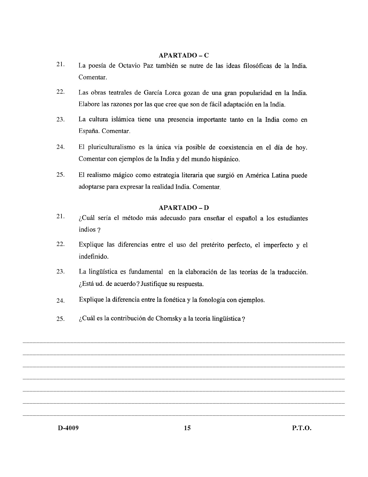 UGC NET Spanish Question Paper III December 2009 15