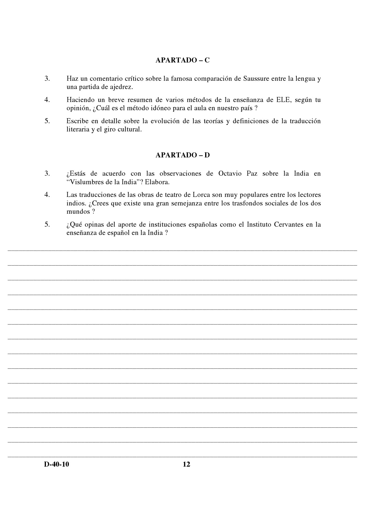 UGC NET Spanish Question Paper III December 2010 6