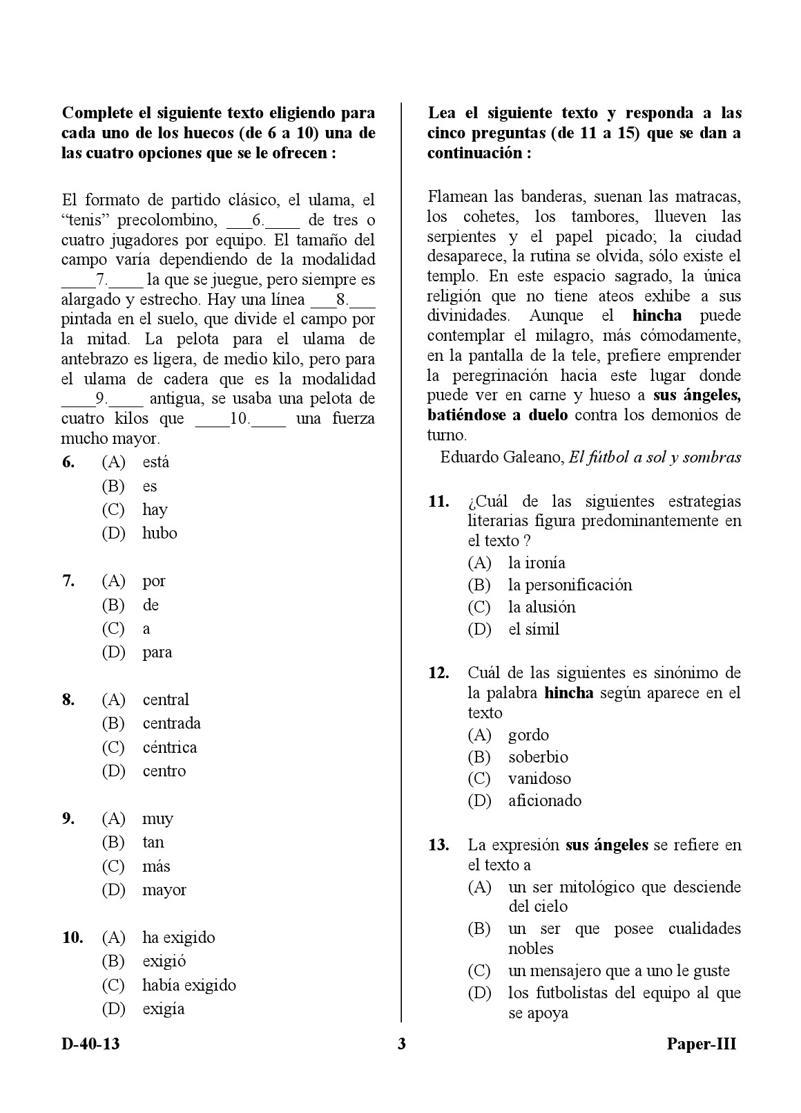 UGC NET Spanish Question Paper III December 2013 3