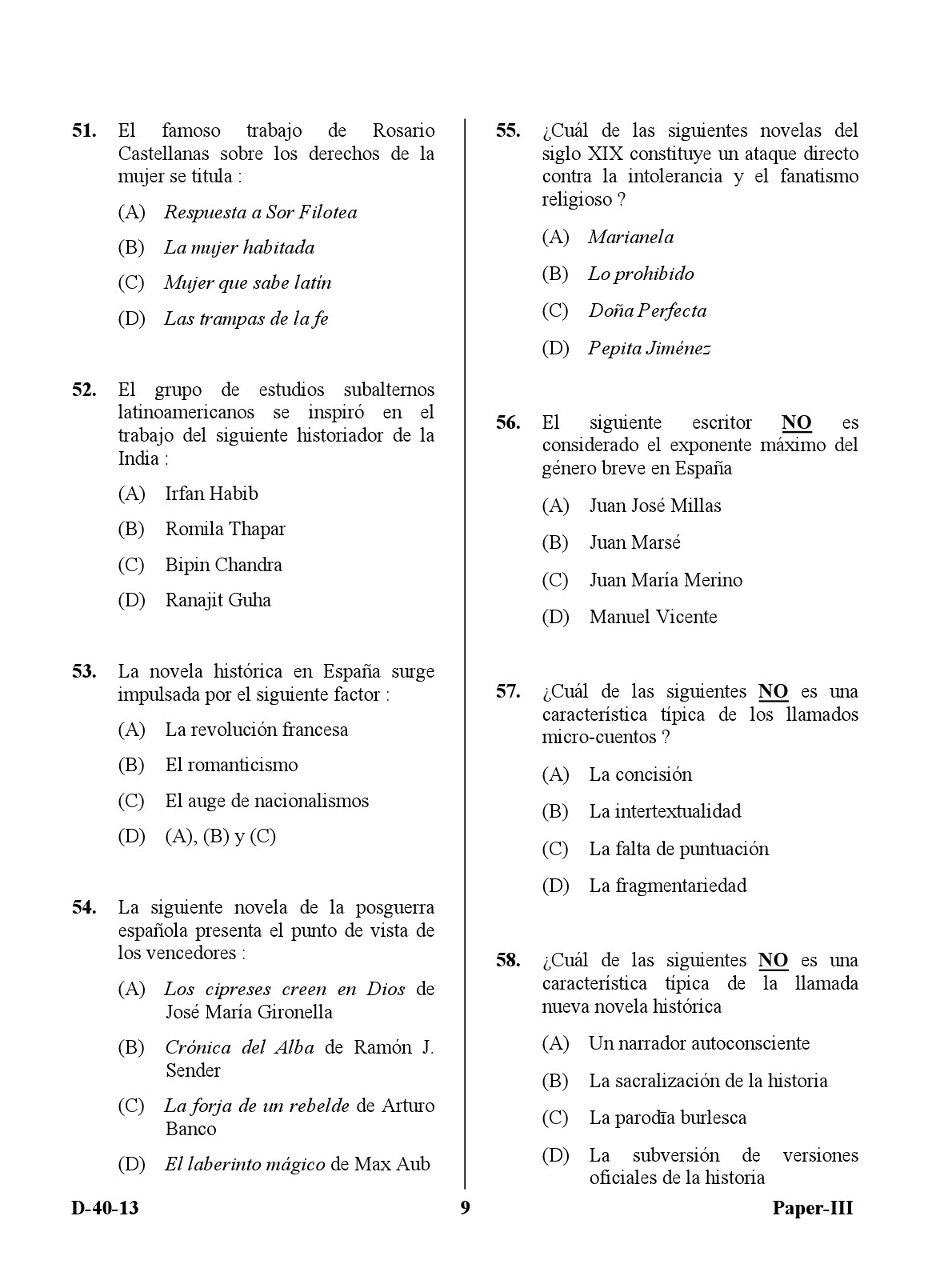 UGC NET Spanish Question Paper III December 2013 9