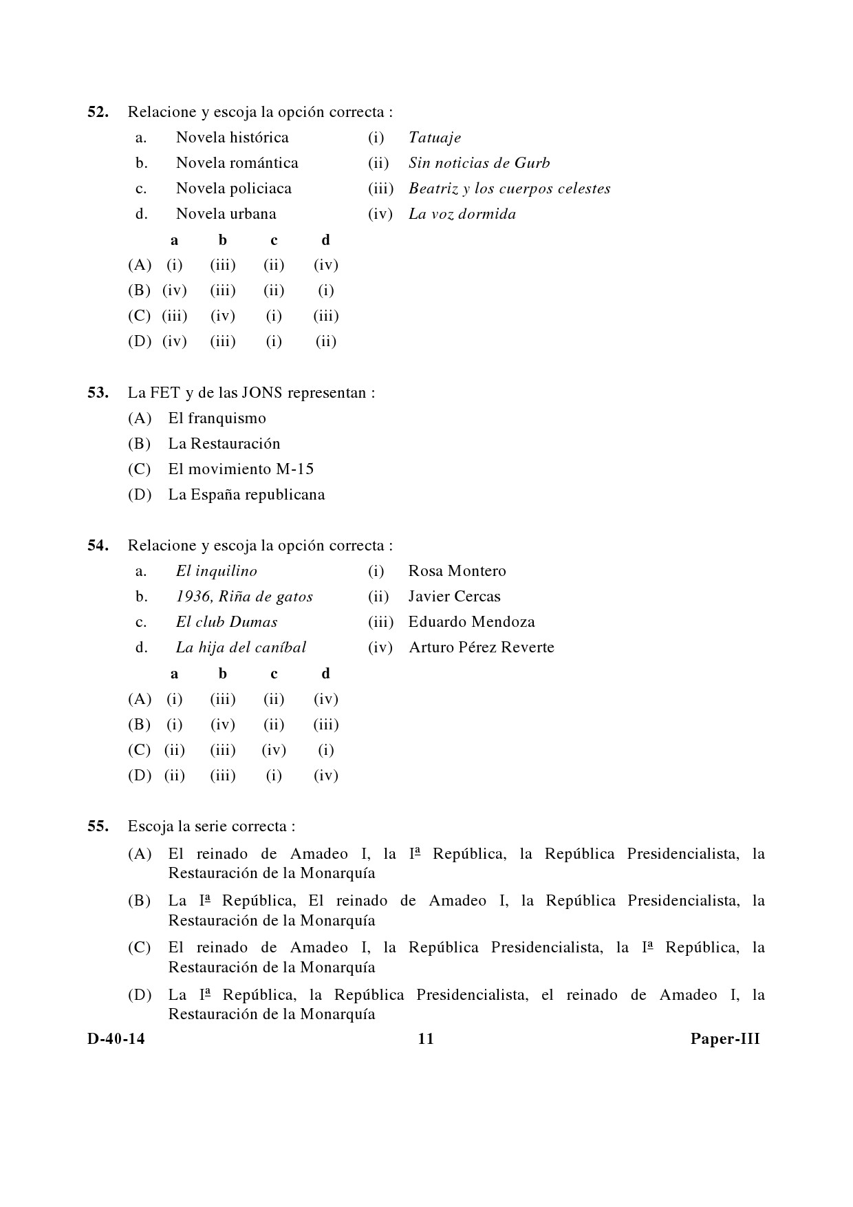 UGC NET Spanish Question Paper III December 2014 11