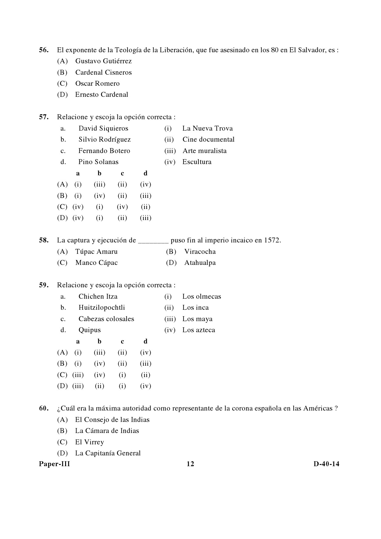 UGC NET Spanish Question Paper III December 2014 12