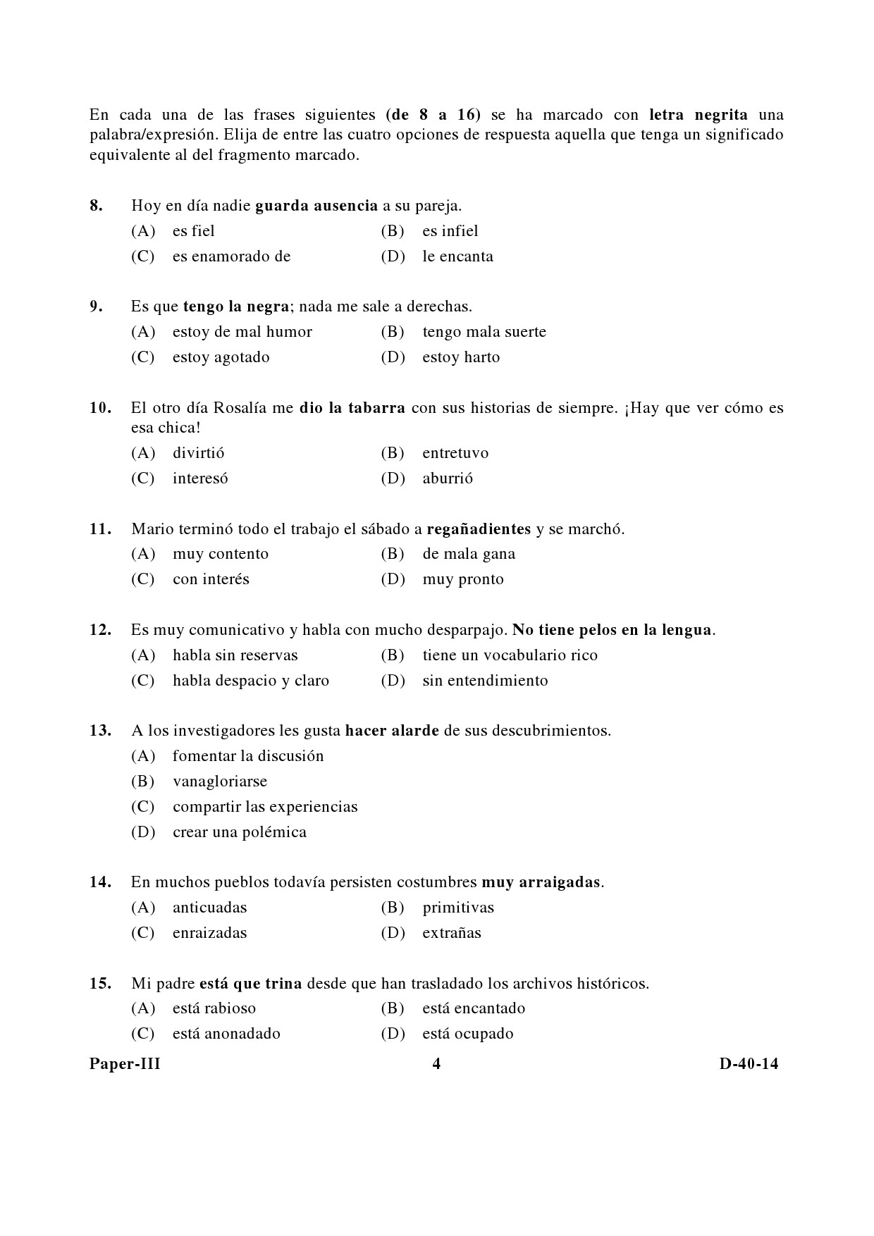 UGC NET Spanish Question Paper III December 2014 4