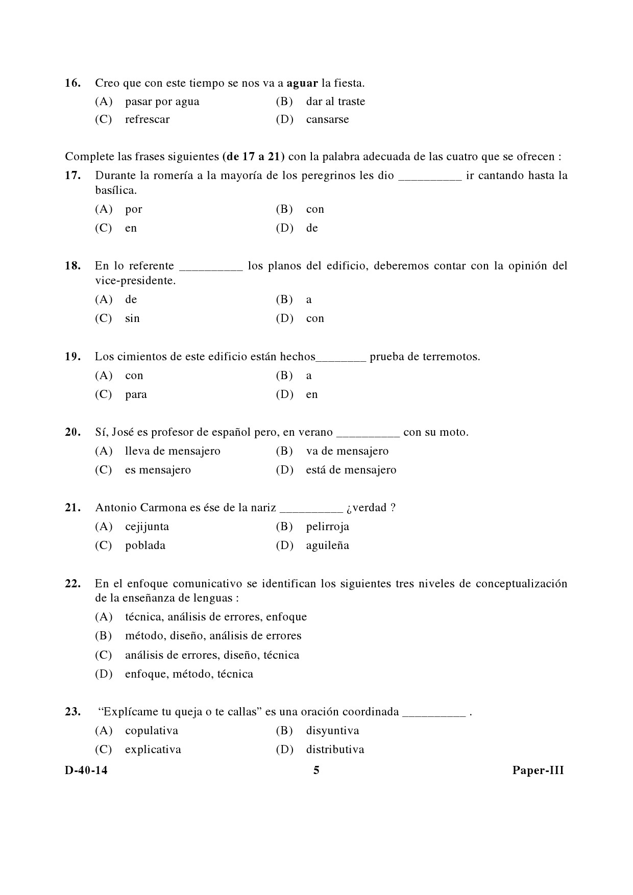 UGC NET Spanish Question Paper III December 2014 5