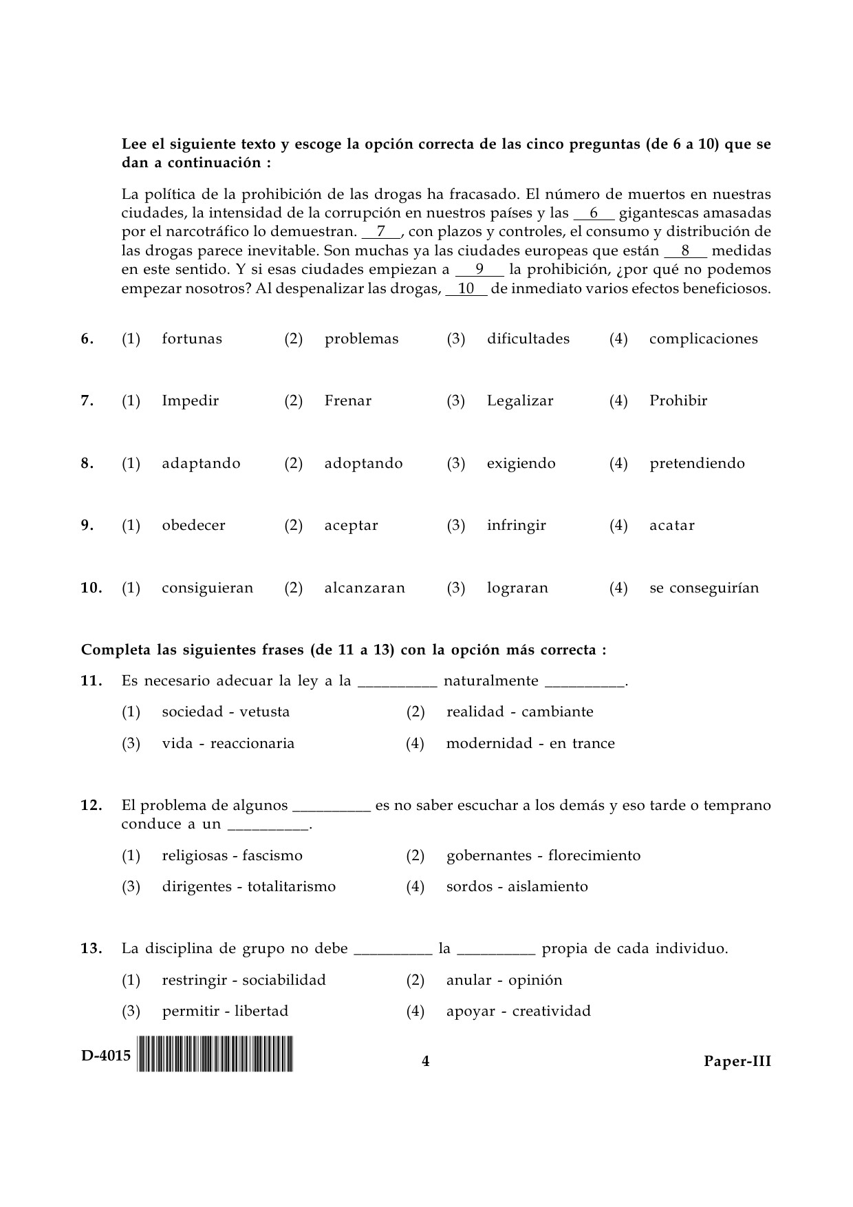 UGC NET Spanish Question Paper III December 2015 4