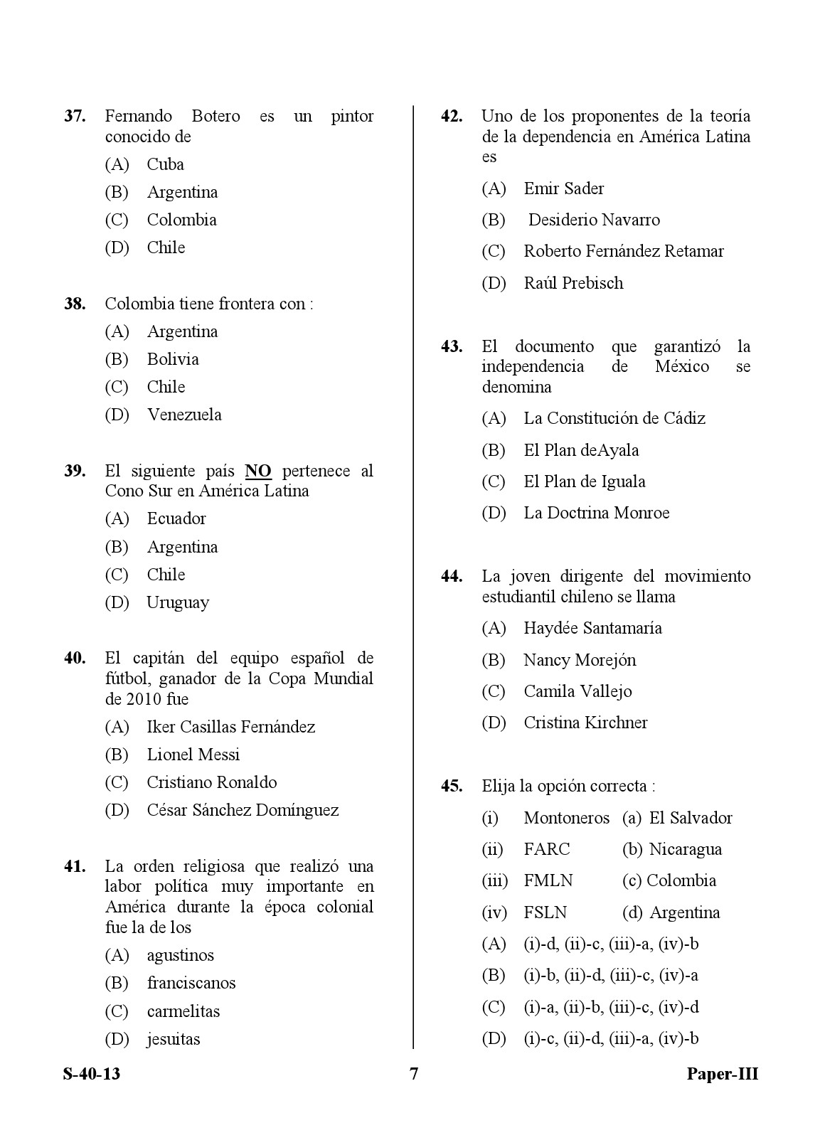 UGC NET Spanish Question Paper III Exam September 2013 7