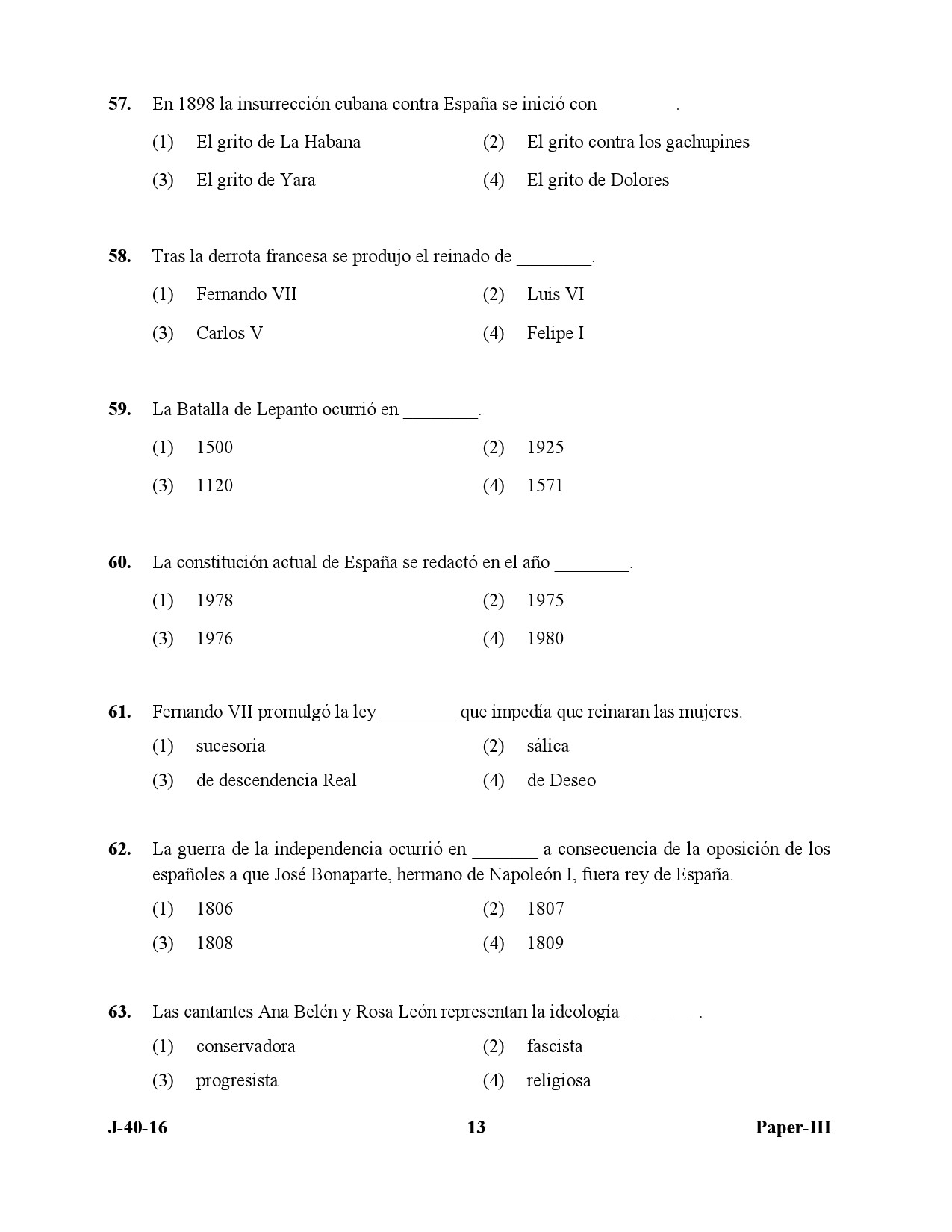 UGC NET Spanish Question Paper III July 2016 13