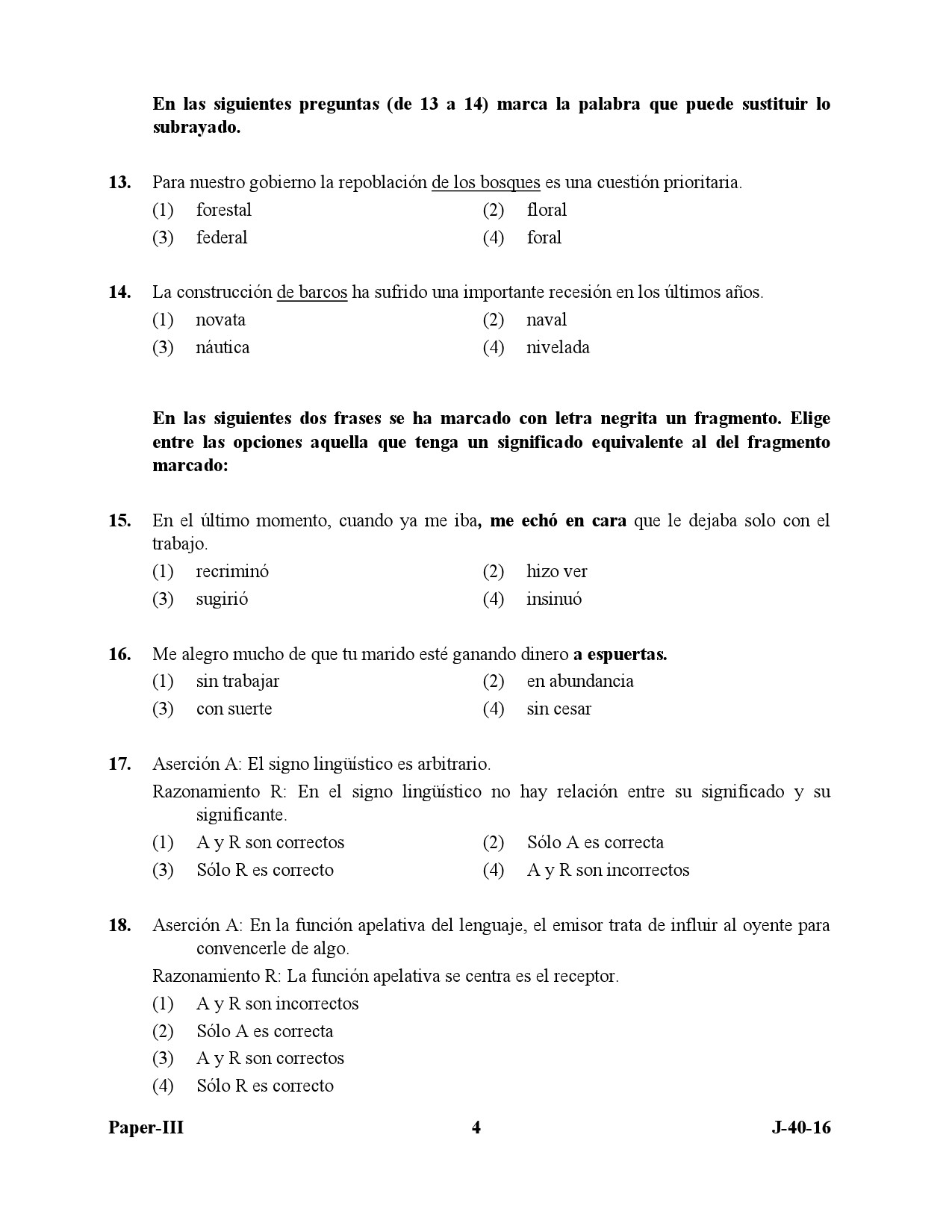 UGC NET Spanish Question Paper III July 2016 4