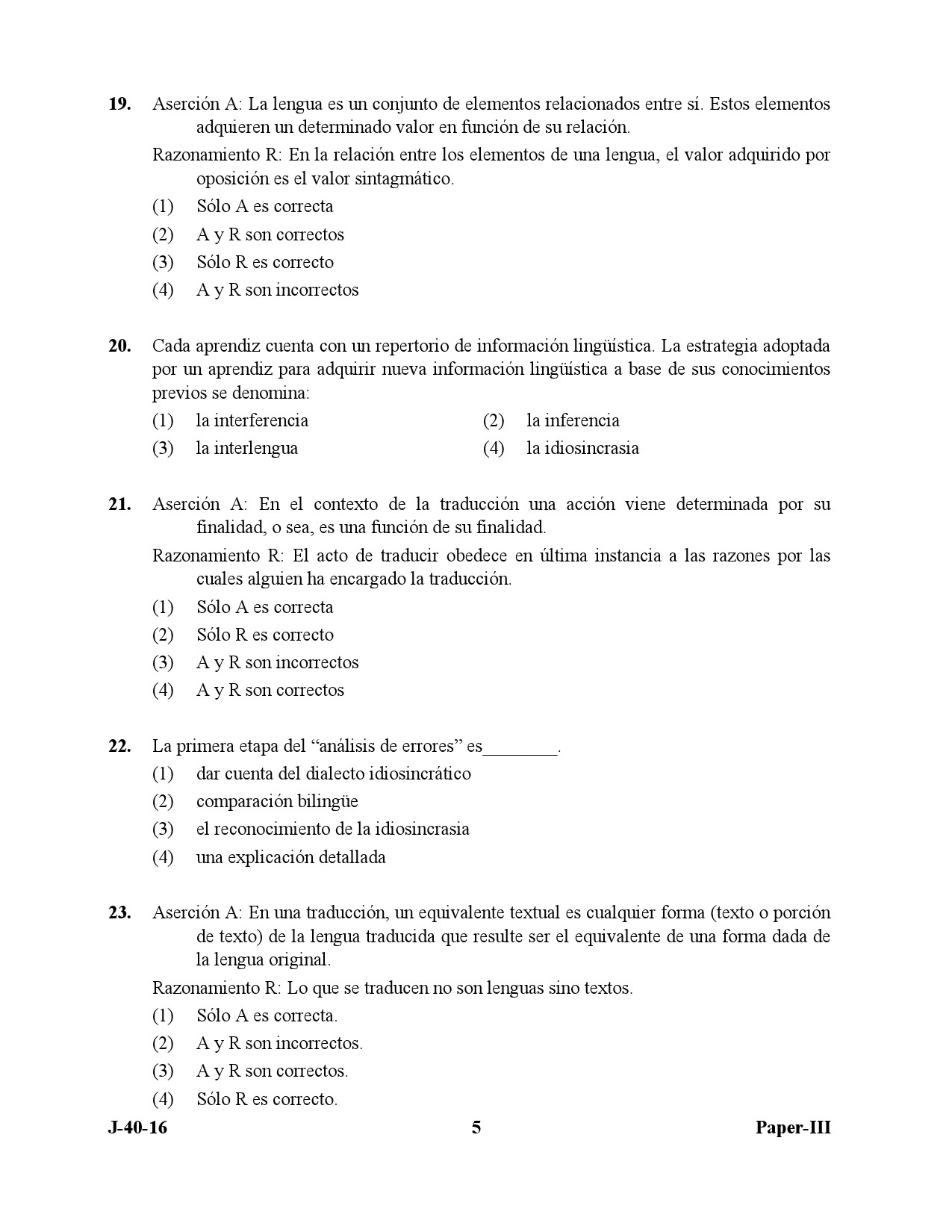 UGC NET Spanish Question Paper III July 2016 5