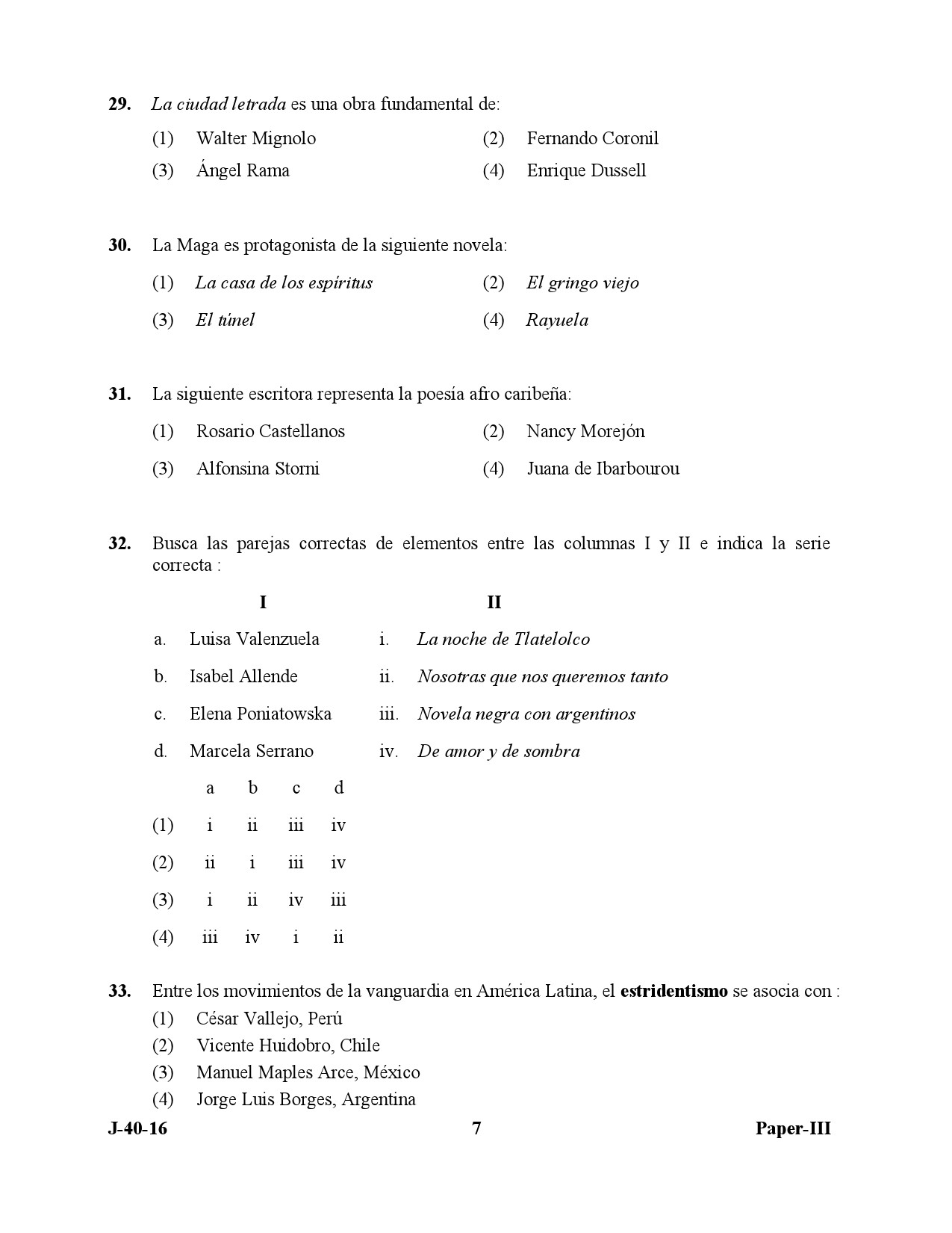 UGC NET Spanish Question Paper III July 2016 7