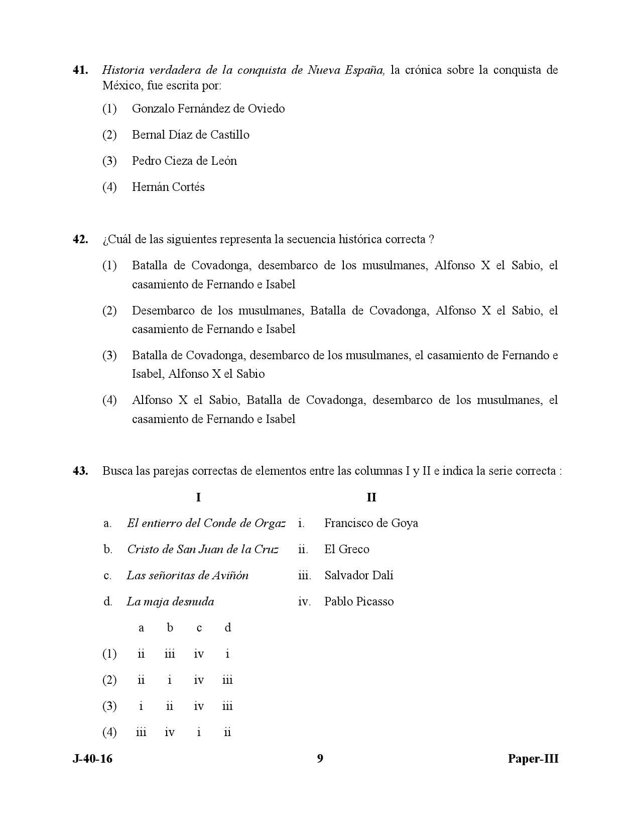 UGC NET Spanish Question Paper III July 2016 9