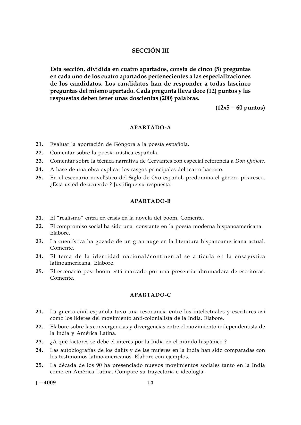 UGC NET Spanish Question Paper III June 2009 14