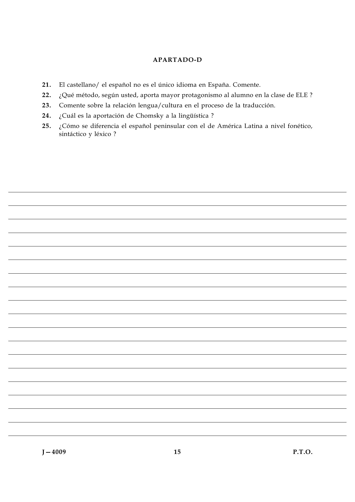 UGC NET Spanish Question Paper III June 2009 15