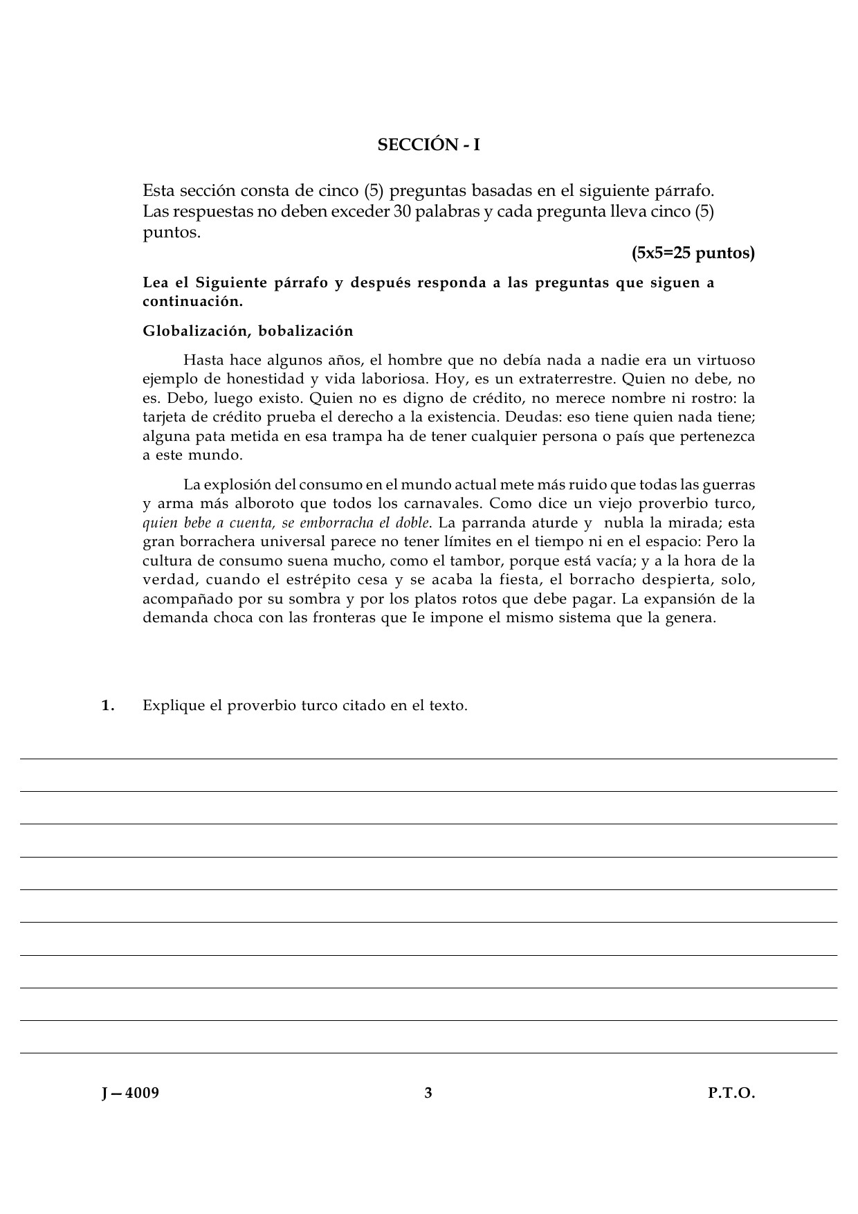 UGC NET Spanish Question Paper III June 2009 3