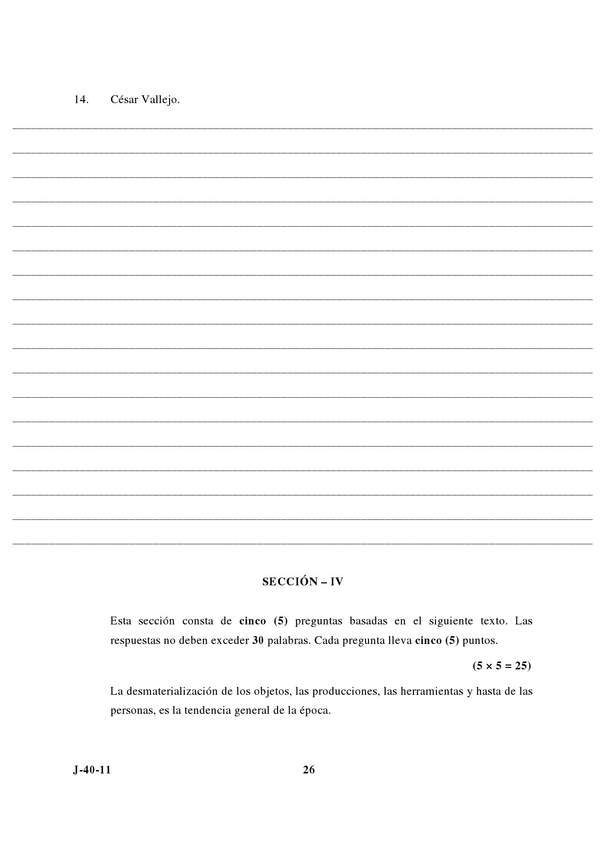 UGC NET Spanish Question Paper III June 2011 12