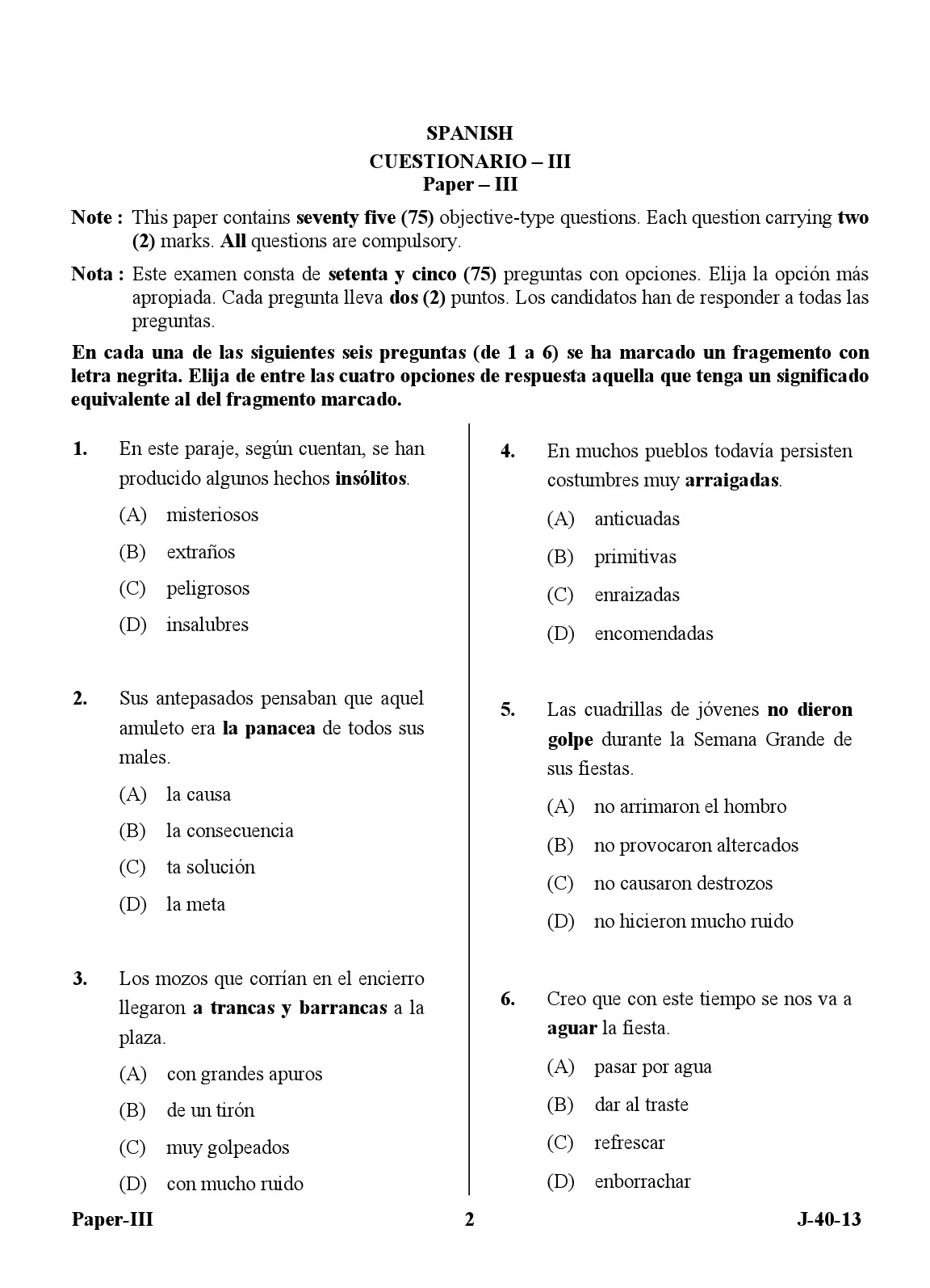 UGC NET Spanish Question Paper III June 2013 2