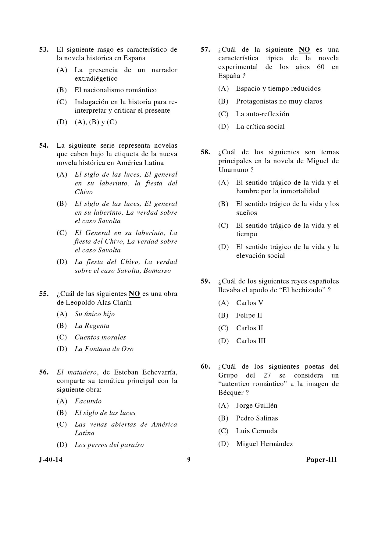 UGC NET Spanish Question Paper III June 2014 9