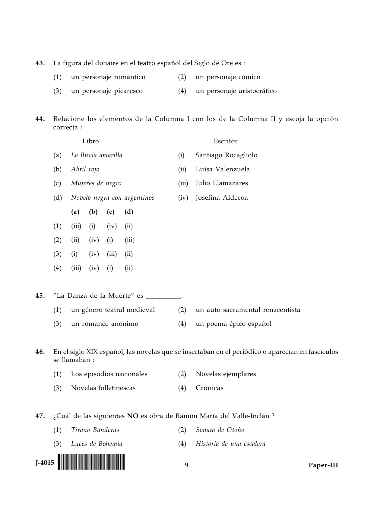 UGC NET Spanish Question Paper III June 2015 9